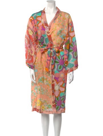 Zimmermann Loungewear Linen Floral Print Robe XS