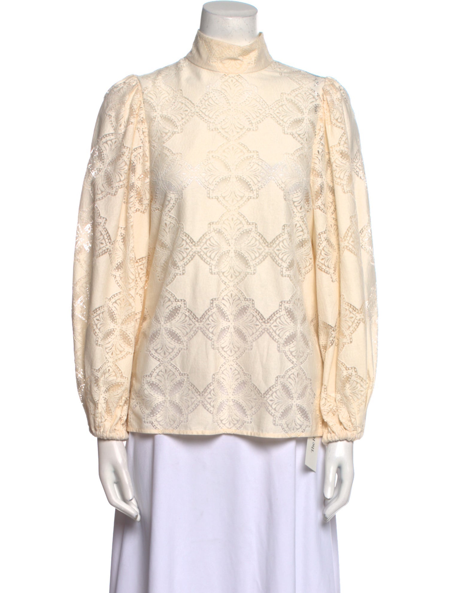 Zimmermann Lace Pattern Mock Neck Blouse