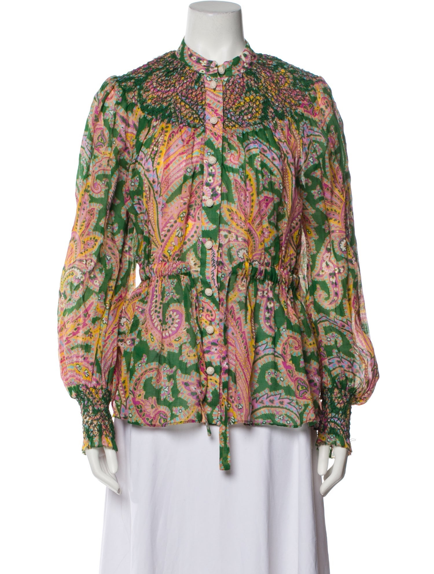 Zimmermann Printed Mock Neck Blouse