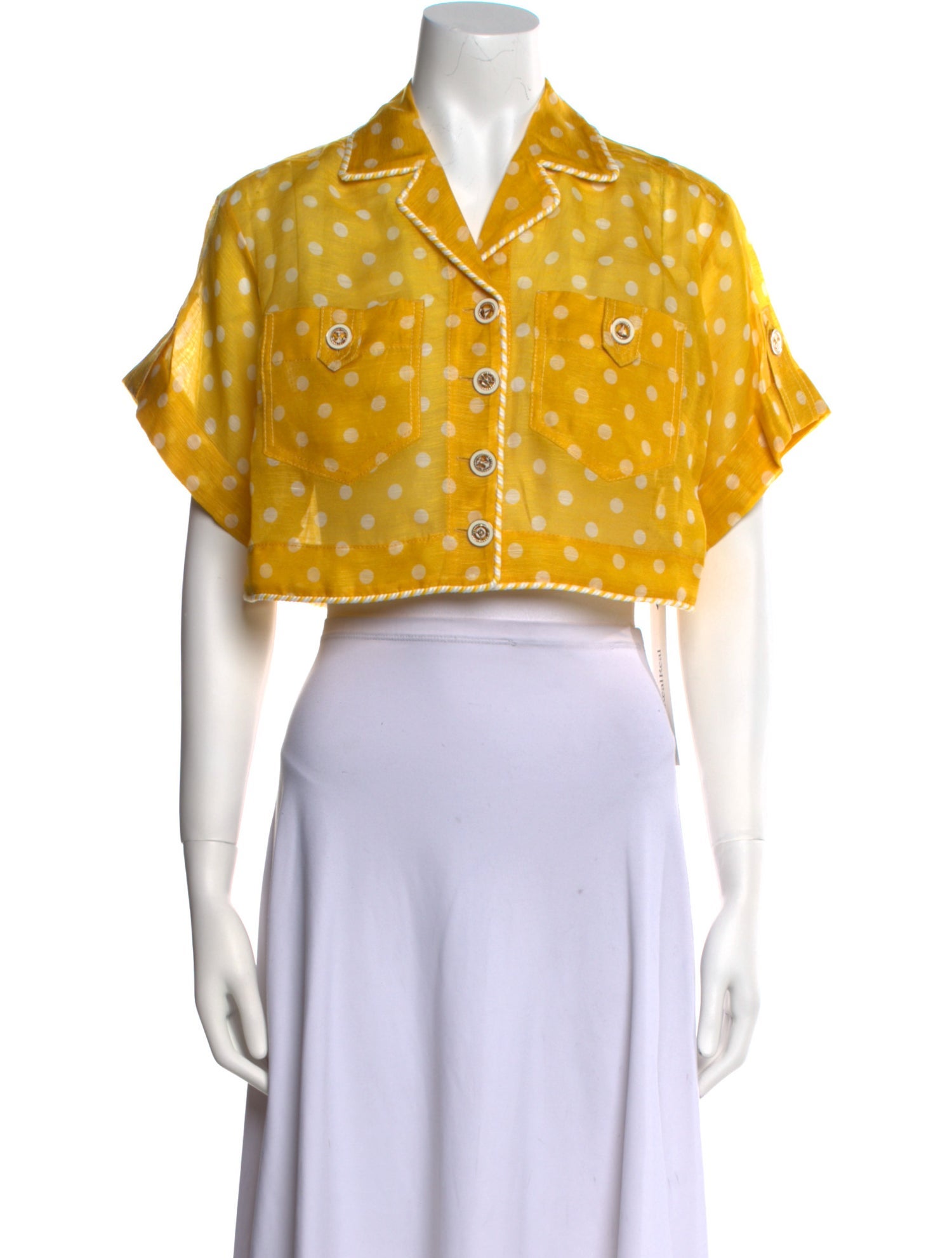 Zimmermann Linen Polka Dot Print Crop Top