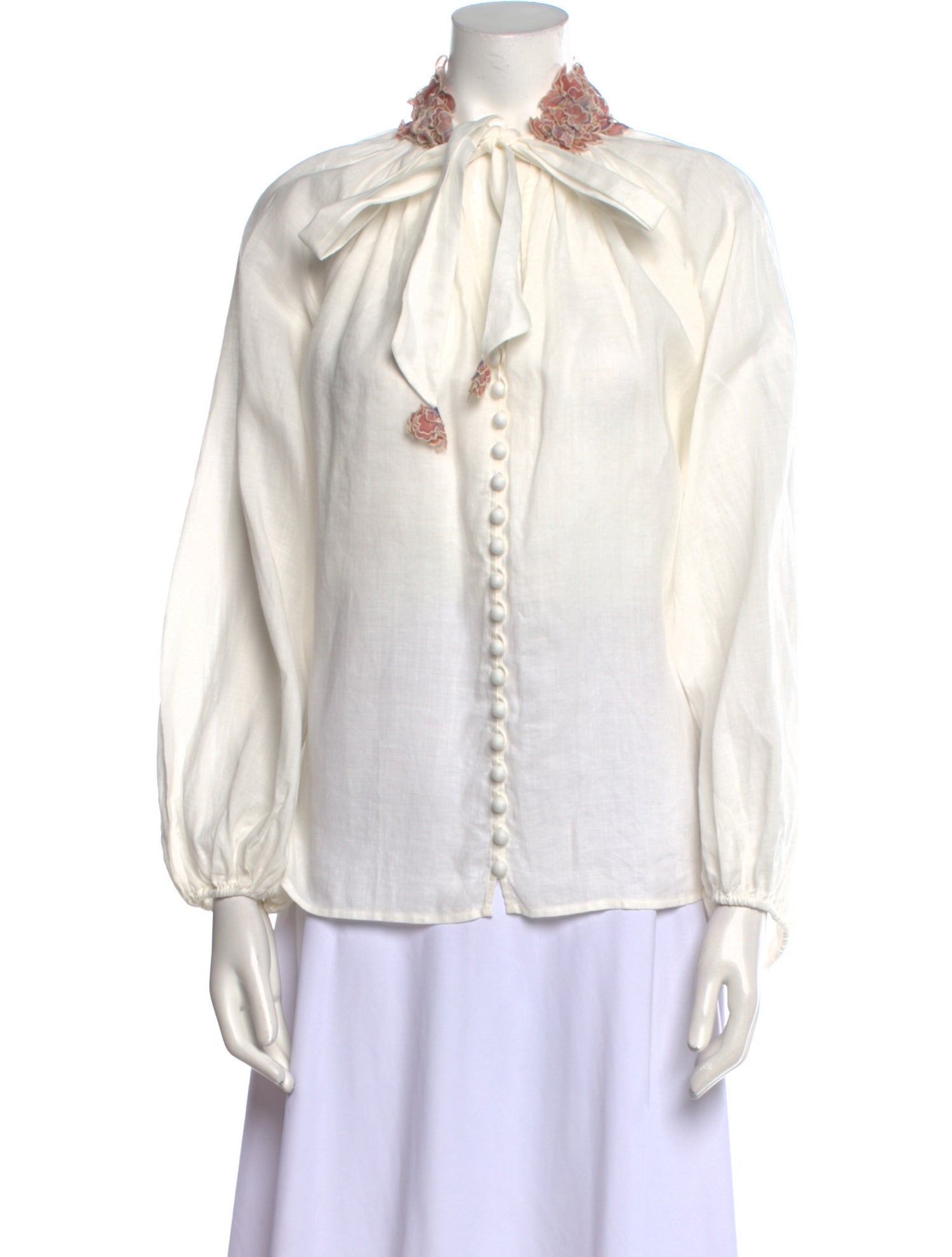 Zimmermann Linen Mock Neck Button-Up Top