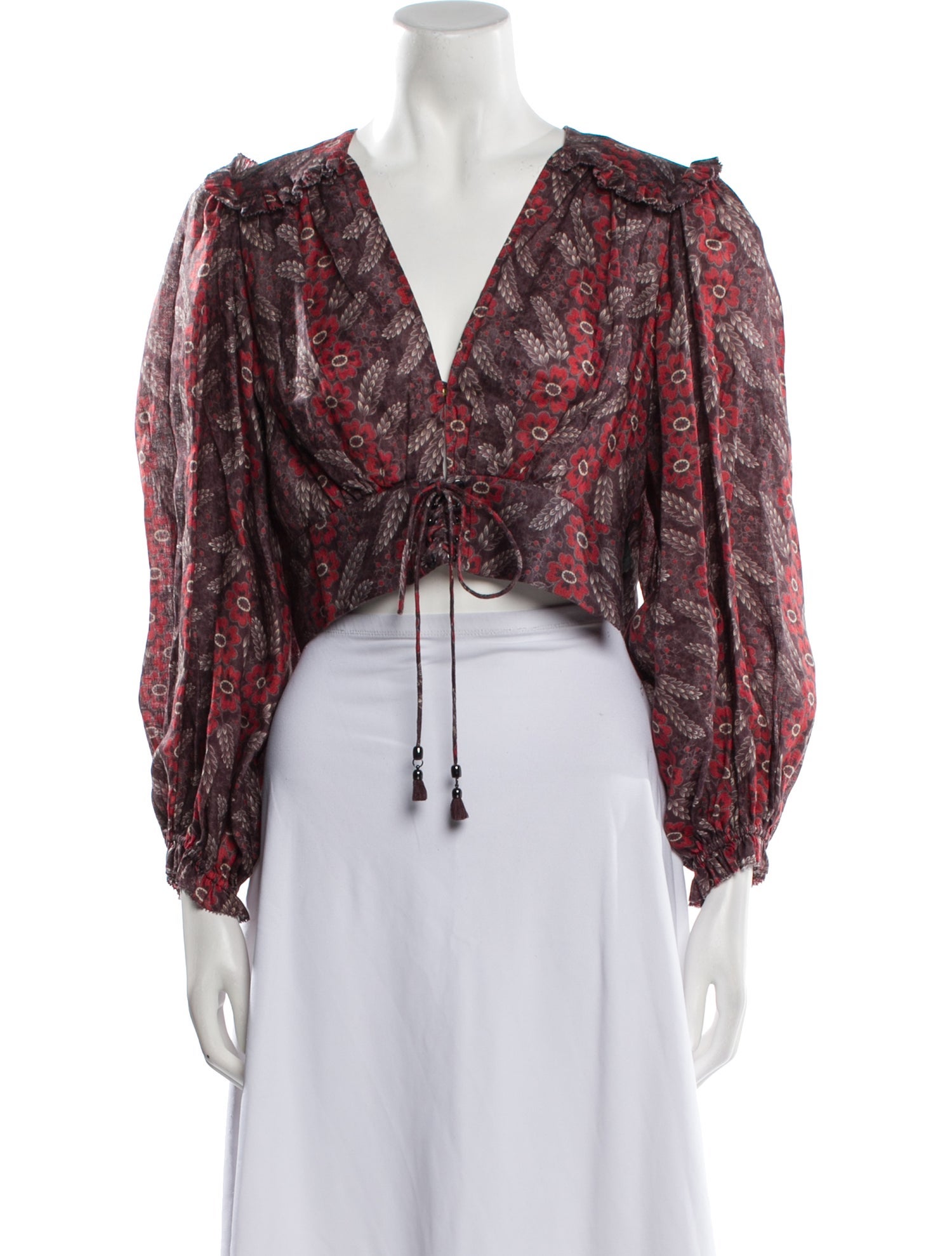 Zimmermann Linen Floral Print Crop Top