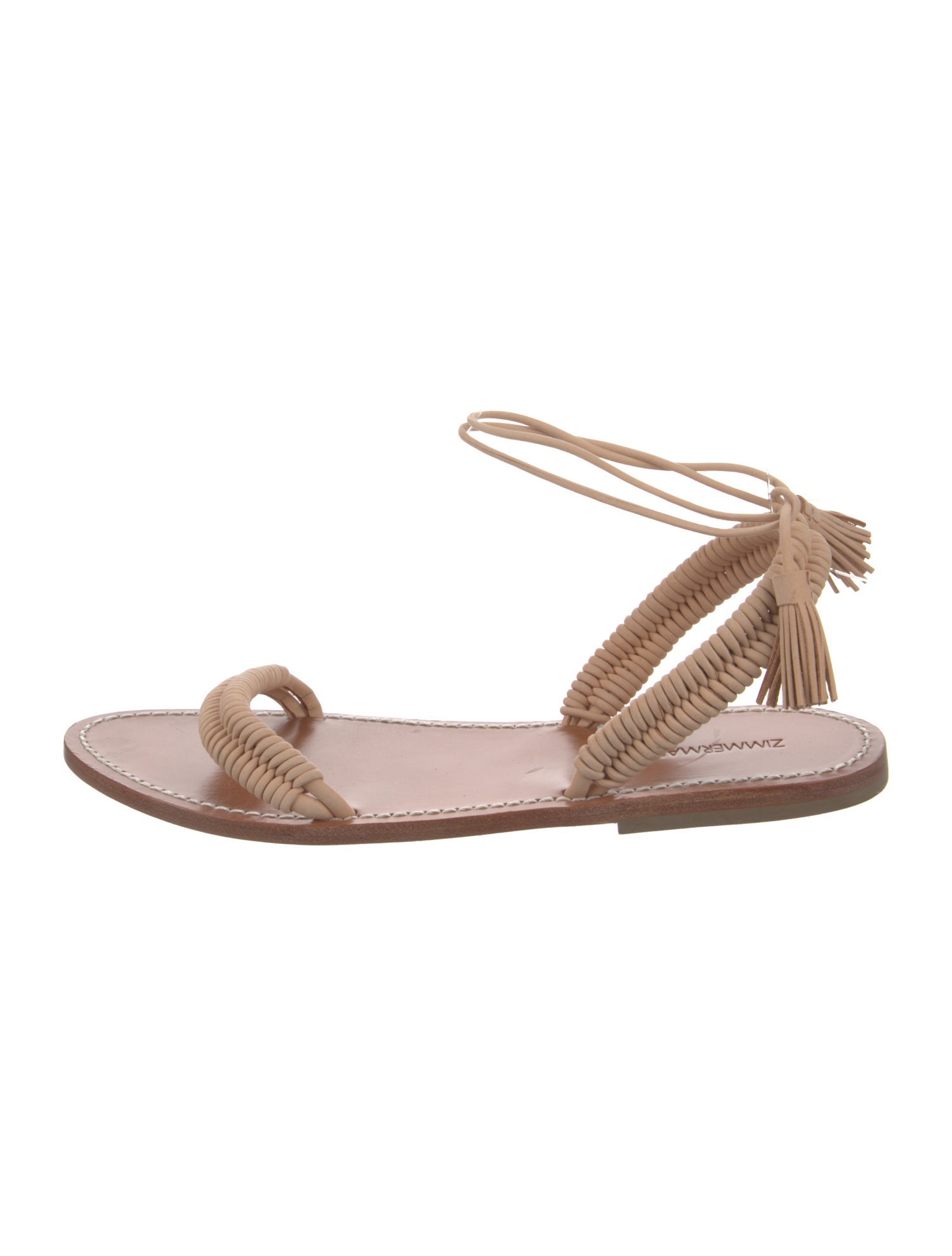 Zimmermann Leather Tassel Accents Slingback Sandals