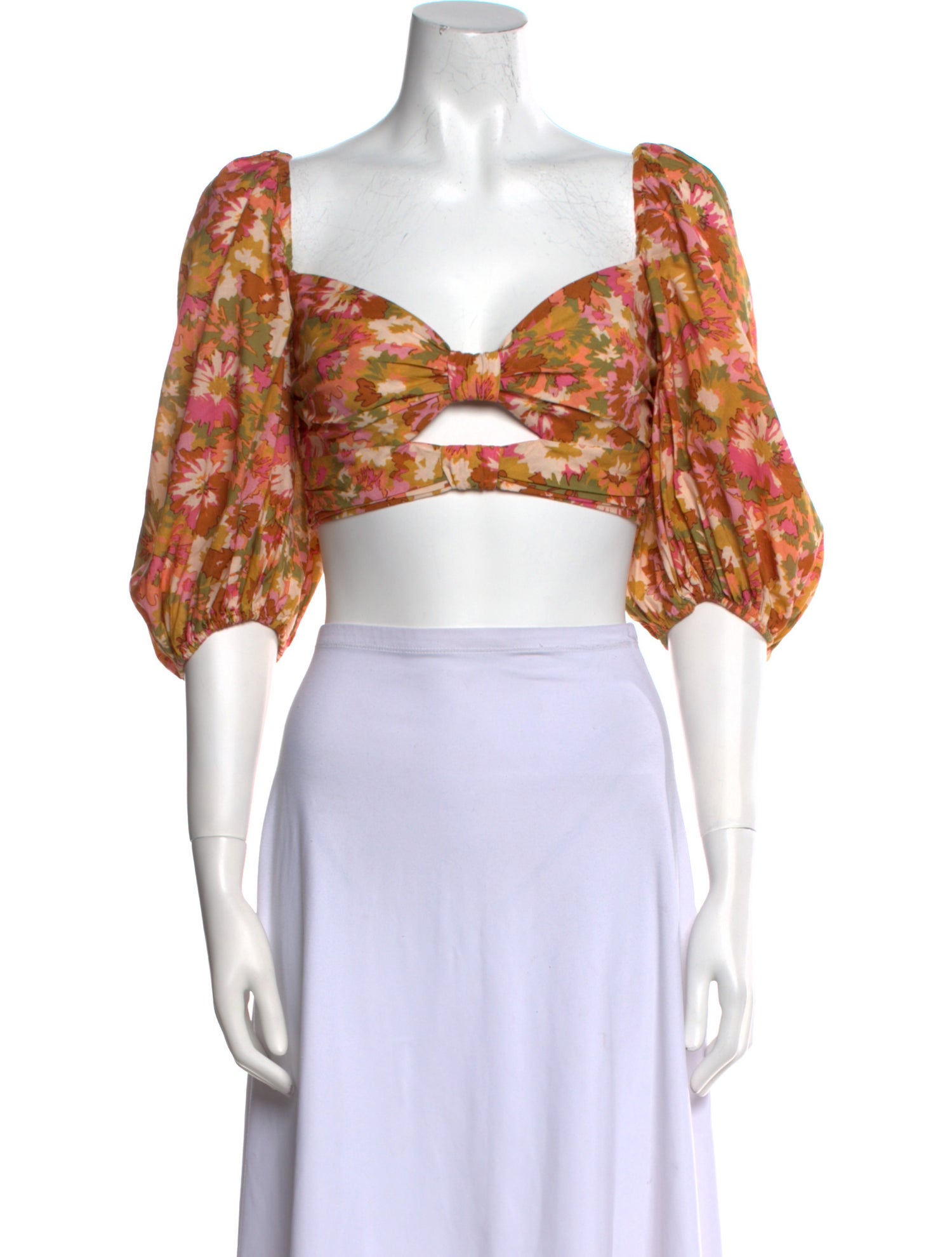 Zimmermann Floral Print Square Neckline Crop Top