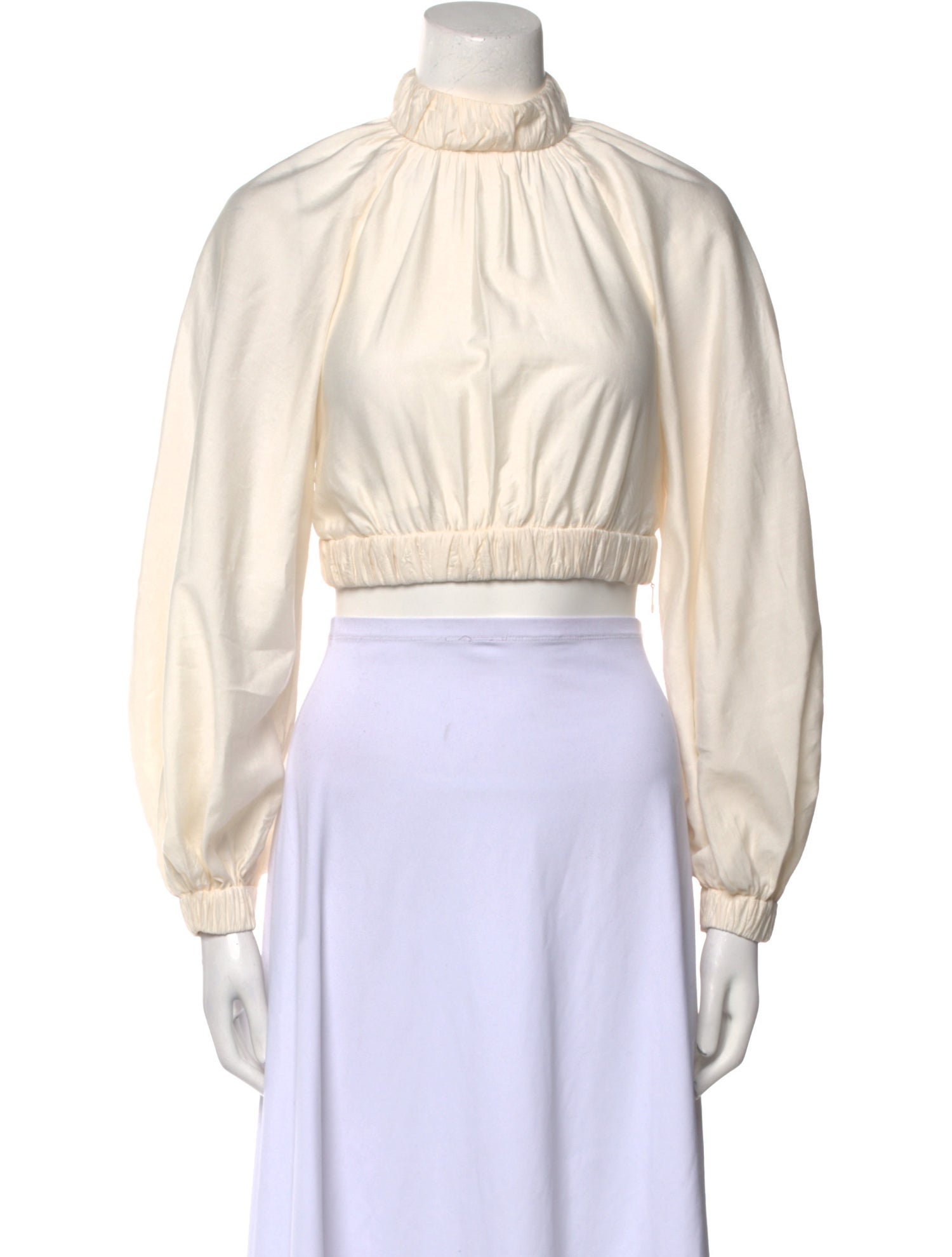 Zimmermann Mock Neck Long Sleeve Crop Top