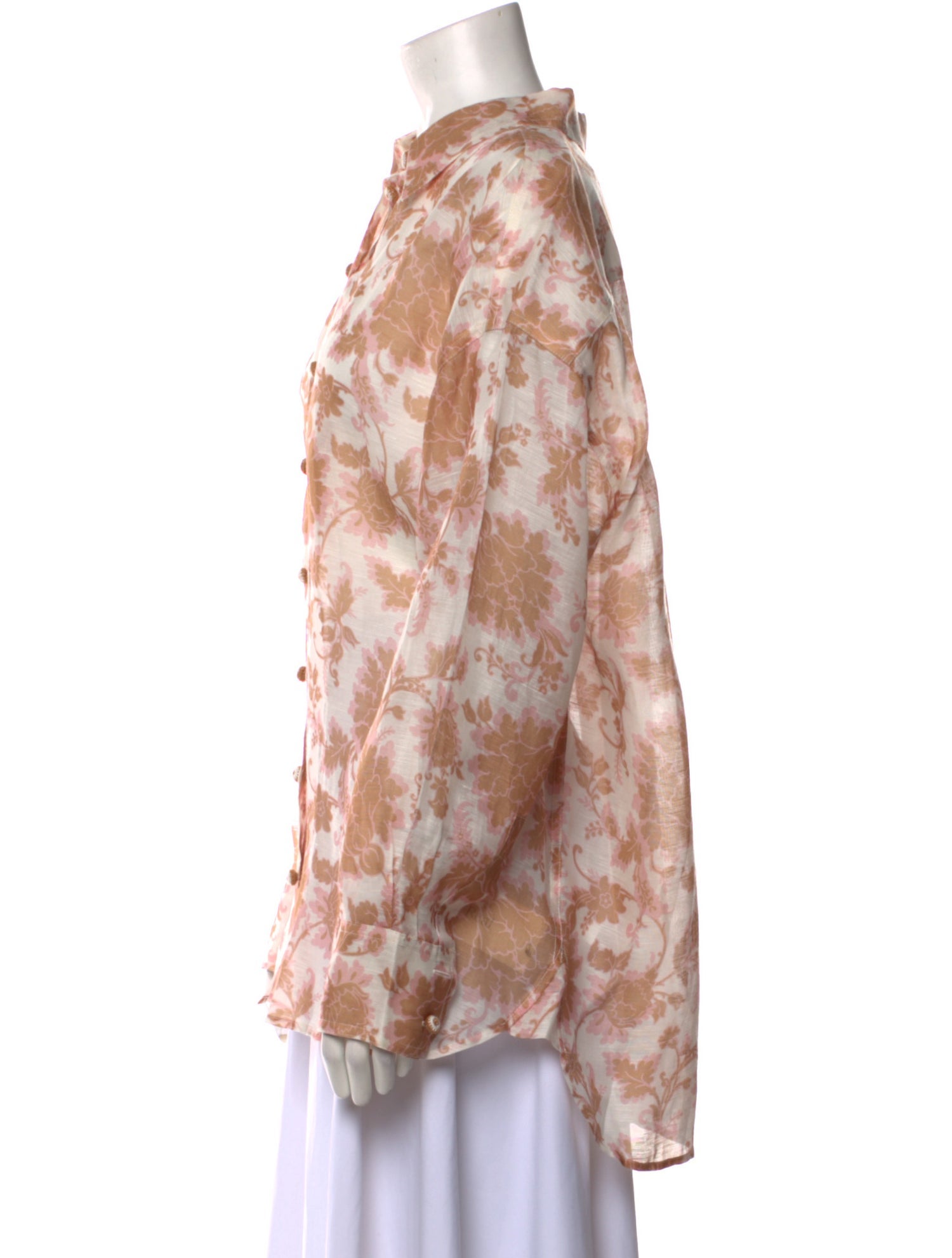 Zimmermann Linen Floral Print Button-Up Top