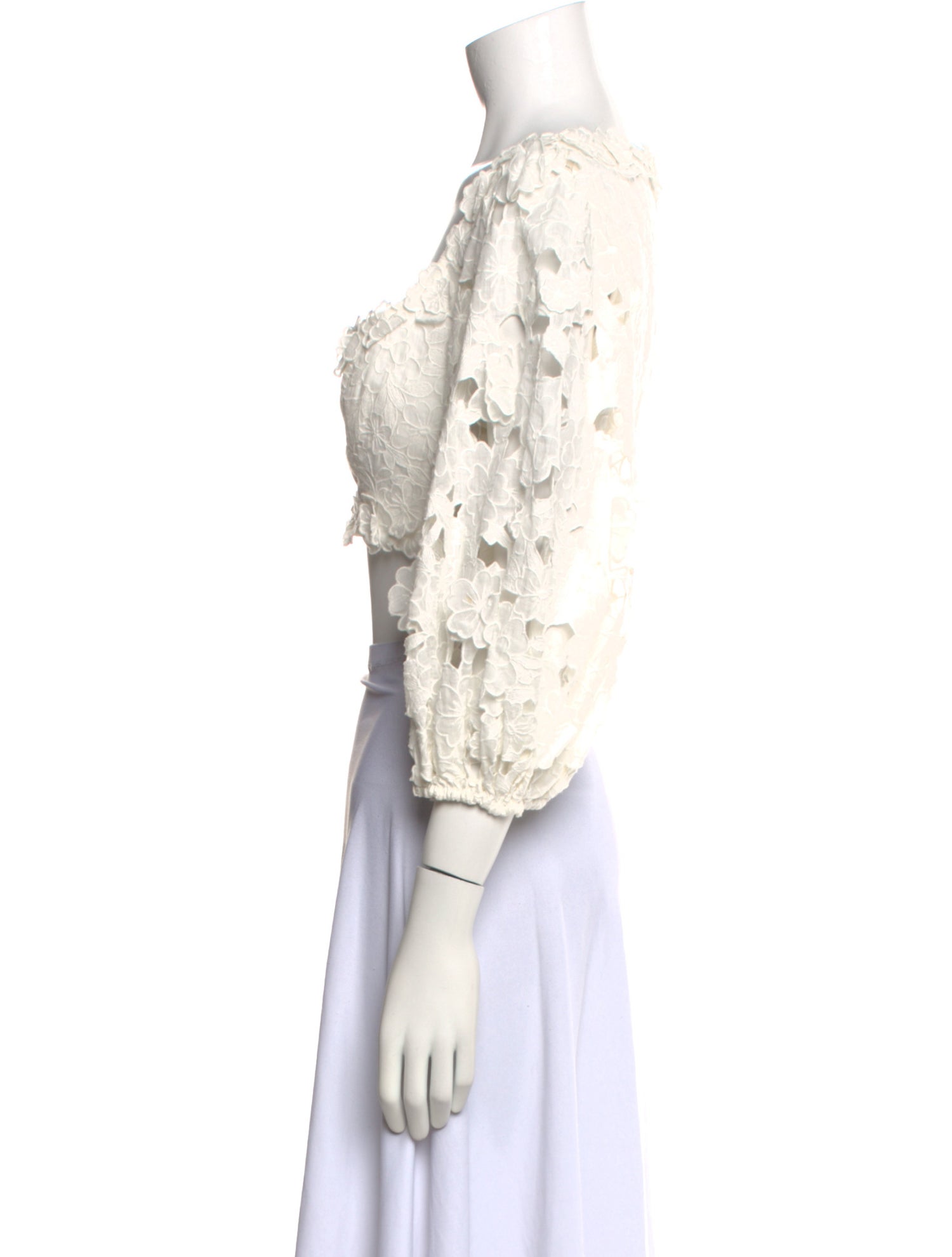 Zimmermann Square Neckline Three-Quarter Sleeve Crop Top