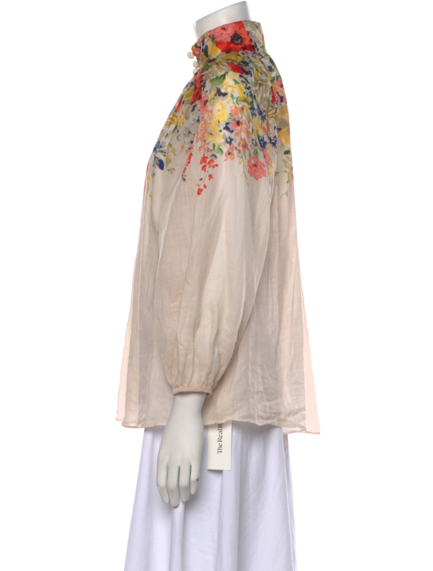 Zimmermann Floral Print Mock Neck Blouse