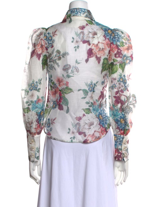Zimmermann Linen Floral Print Button-Up Top