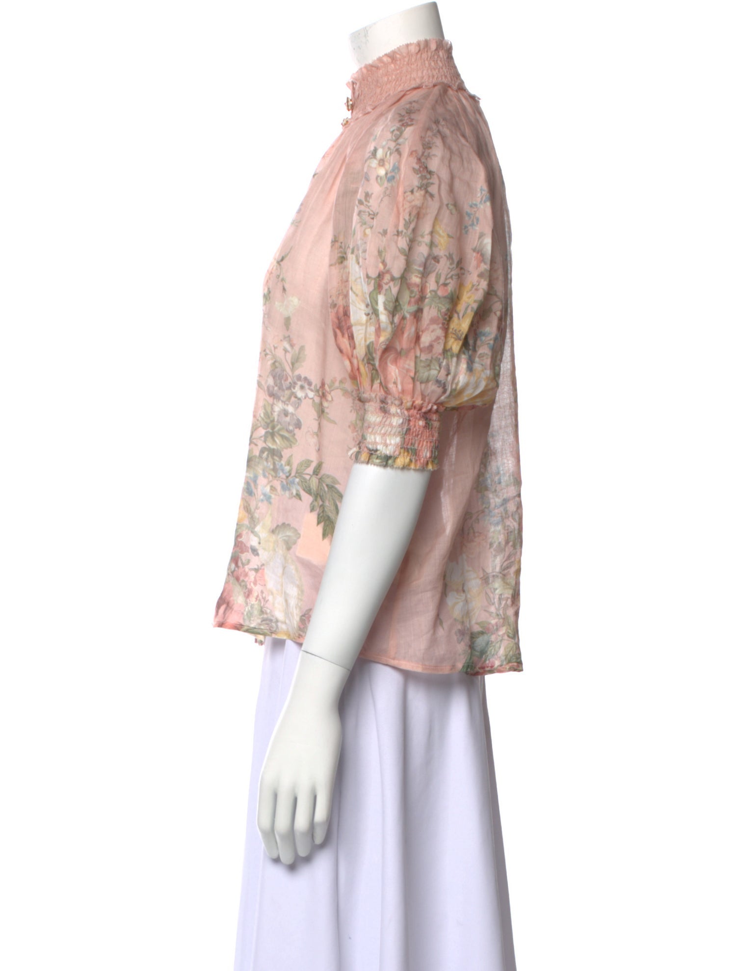 Zimmermann Floral Print Mock Neck Blouse