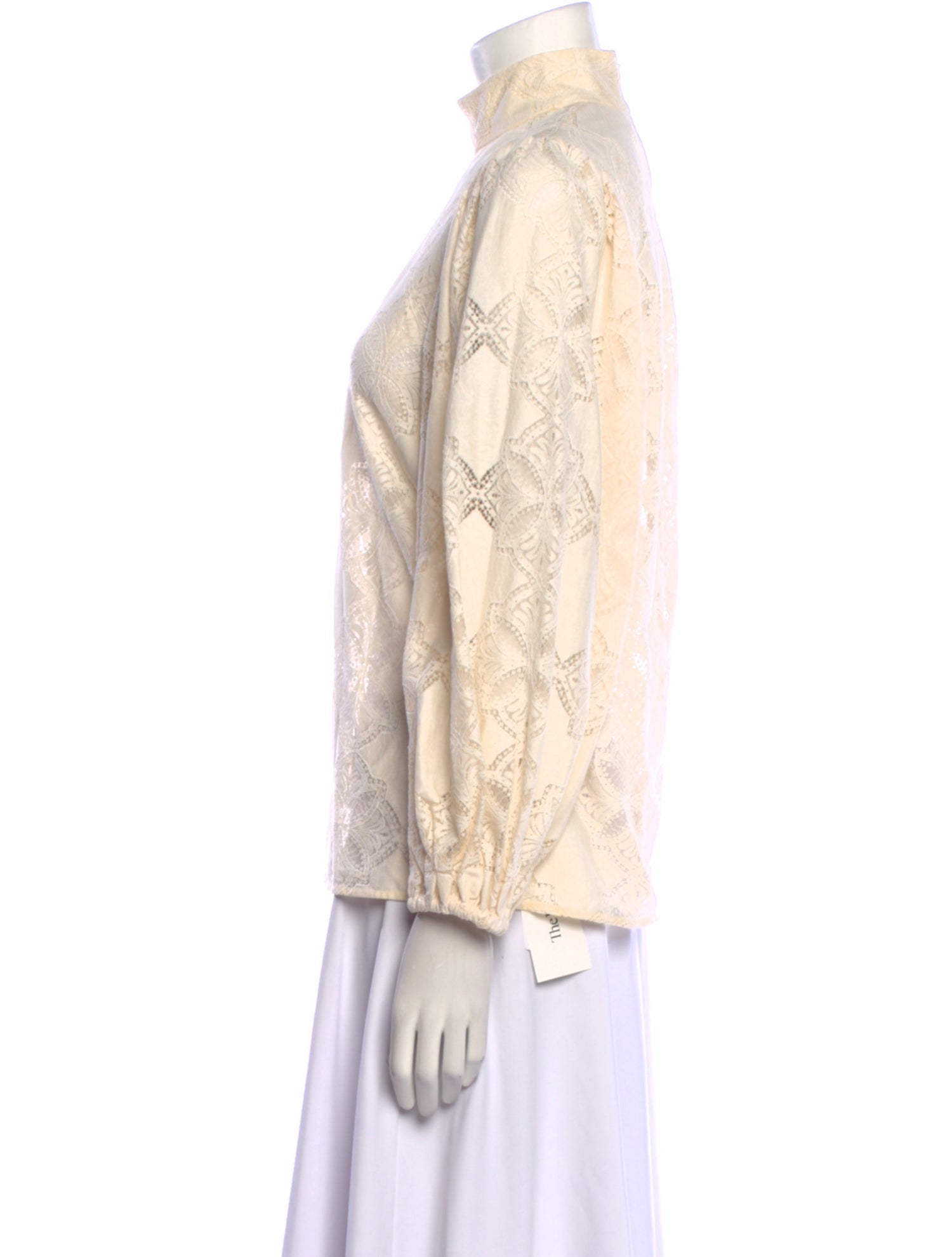 Zimmermann Lace Pattern Mock Neck Blouse