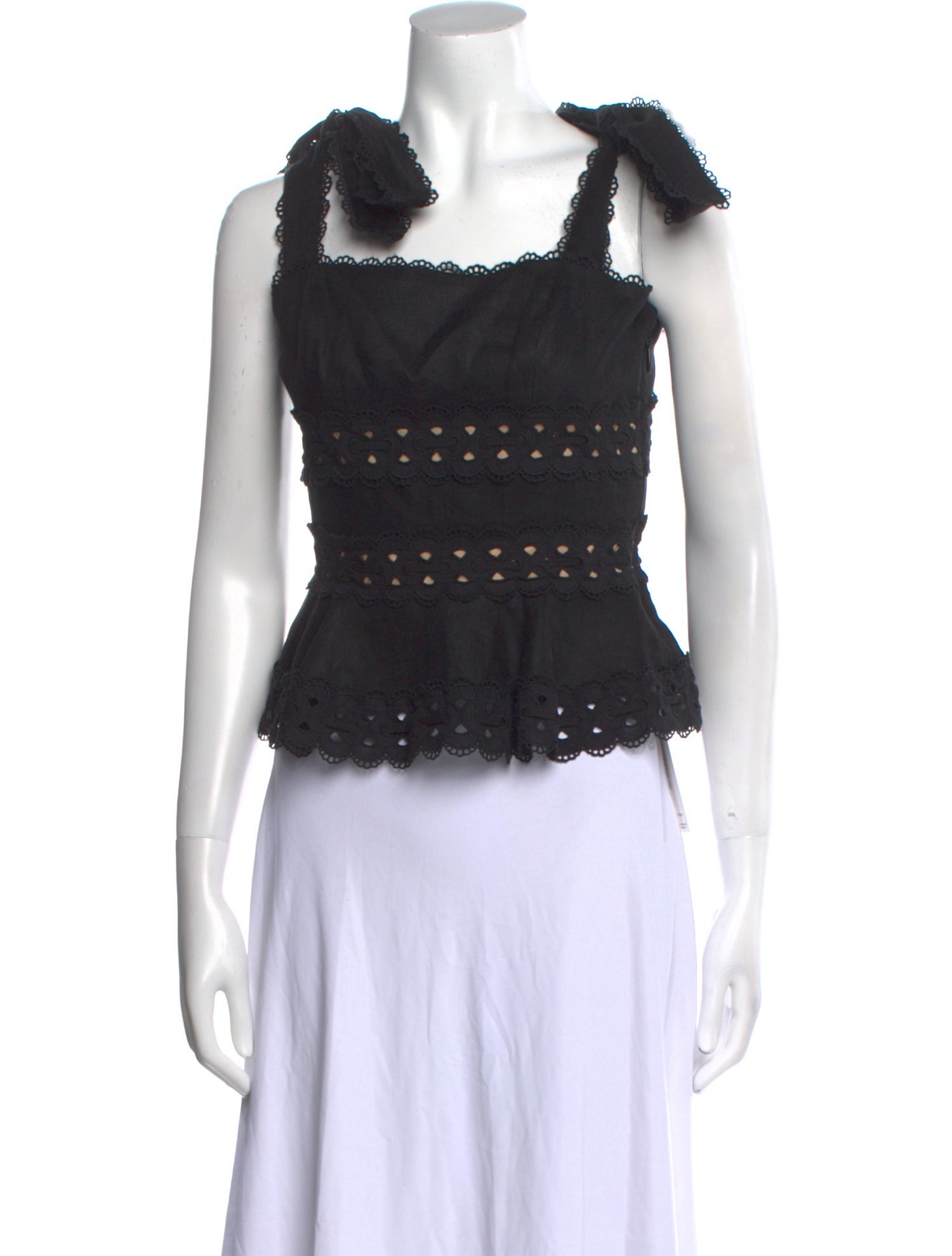 Zimmermann Linen Square Neckline Crop Top