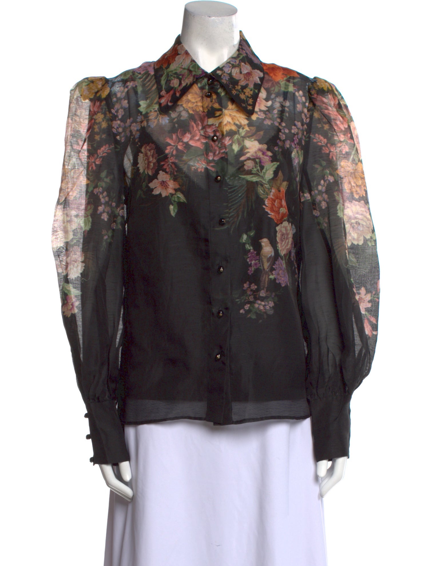 Zimmermann Linen Floral Print Button-Up Top w/ Tags
