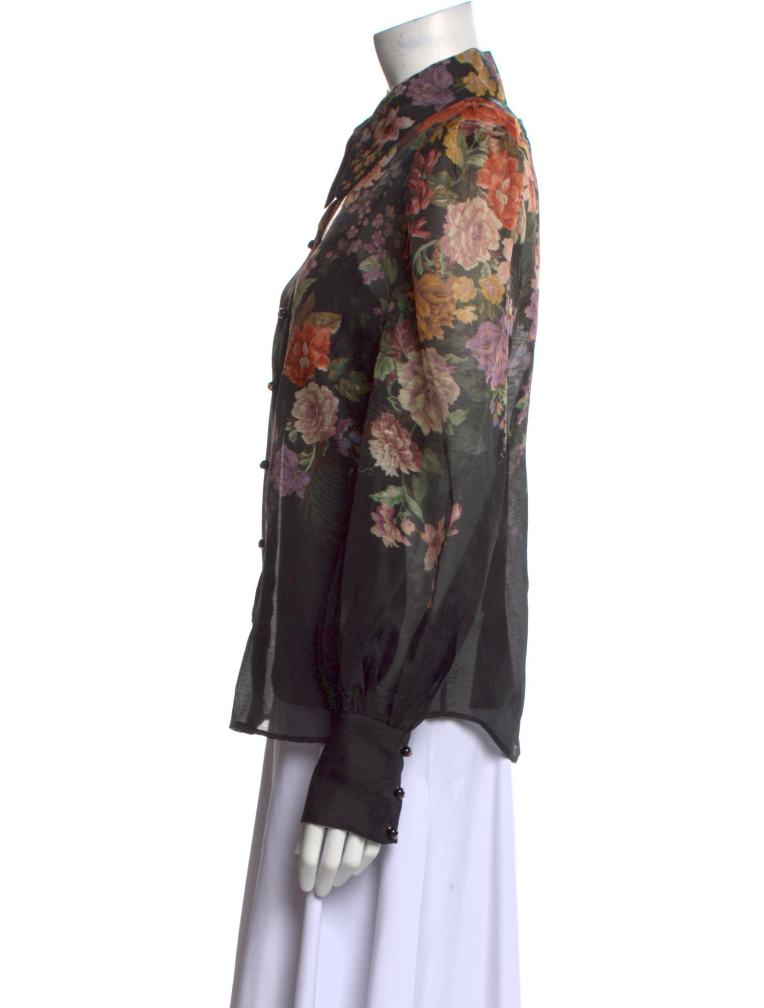Zimmermann Linen Floral Print Button-Up Top w/ Tags