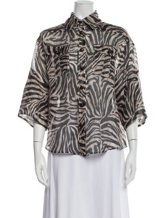 Zimmermann Linen Printed Button-Up Top