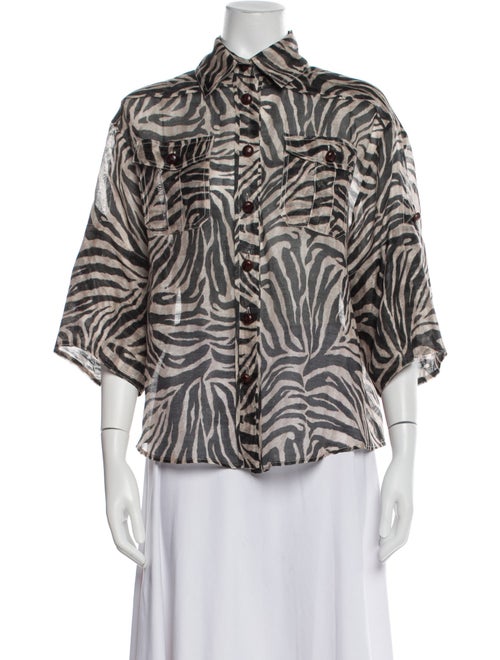 Zimmermann Linen Printed Button-Up Top