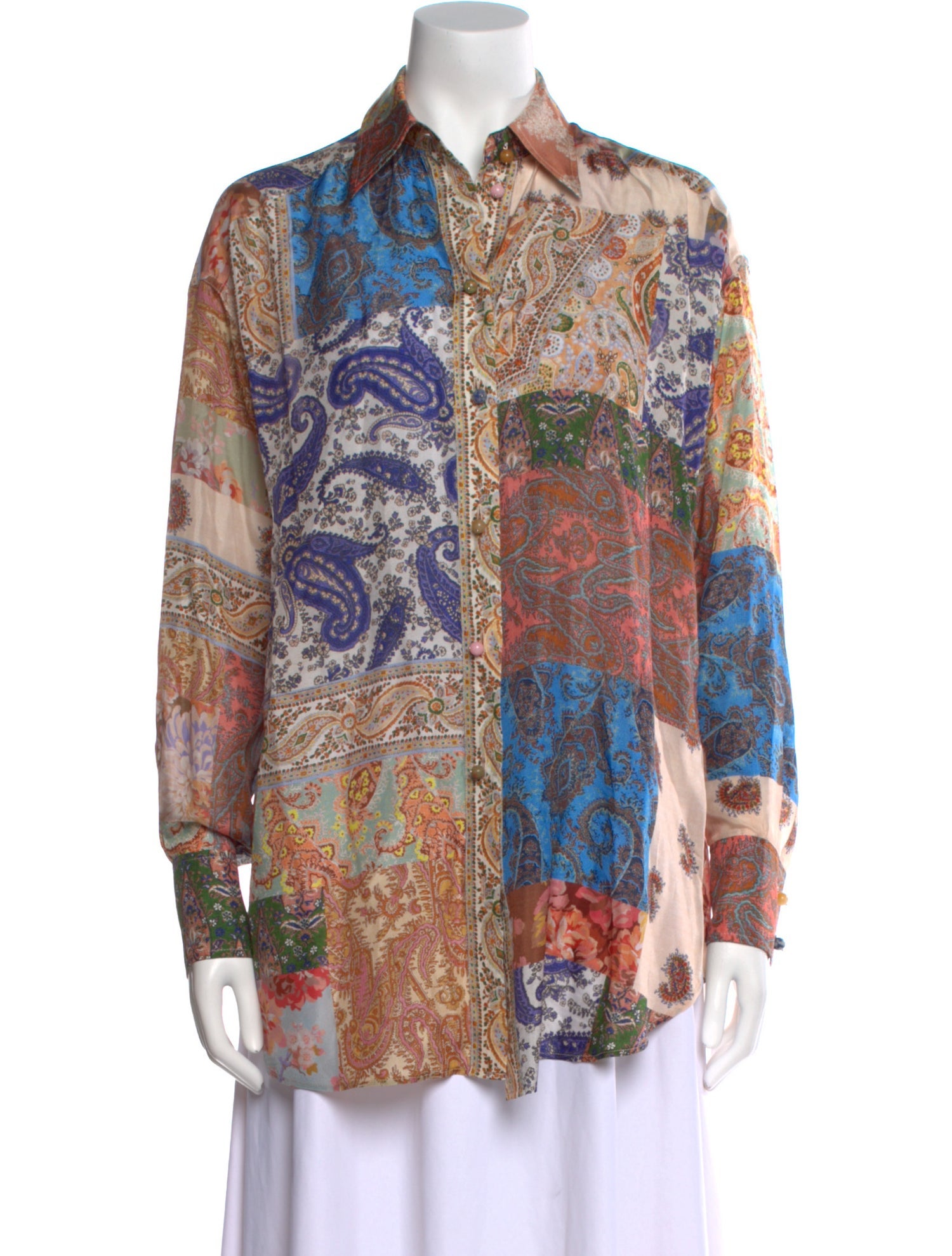 Zimmermann Silk Paisley Print Button-Up Top
