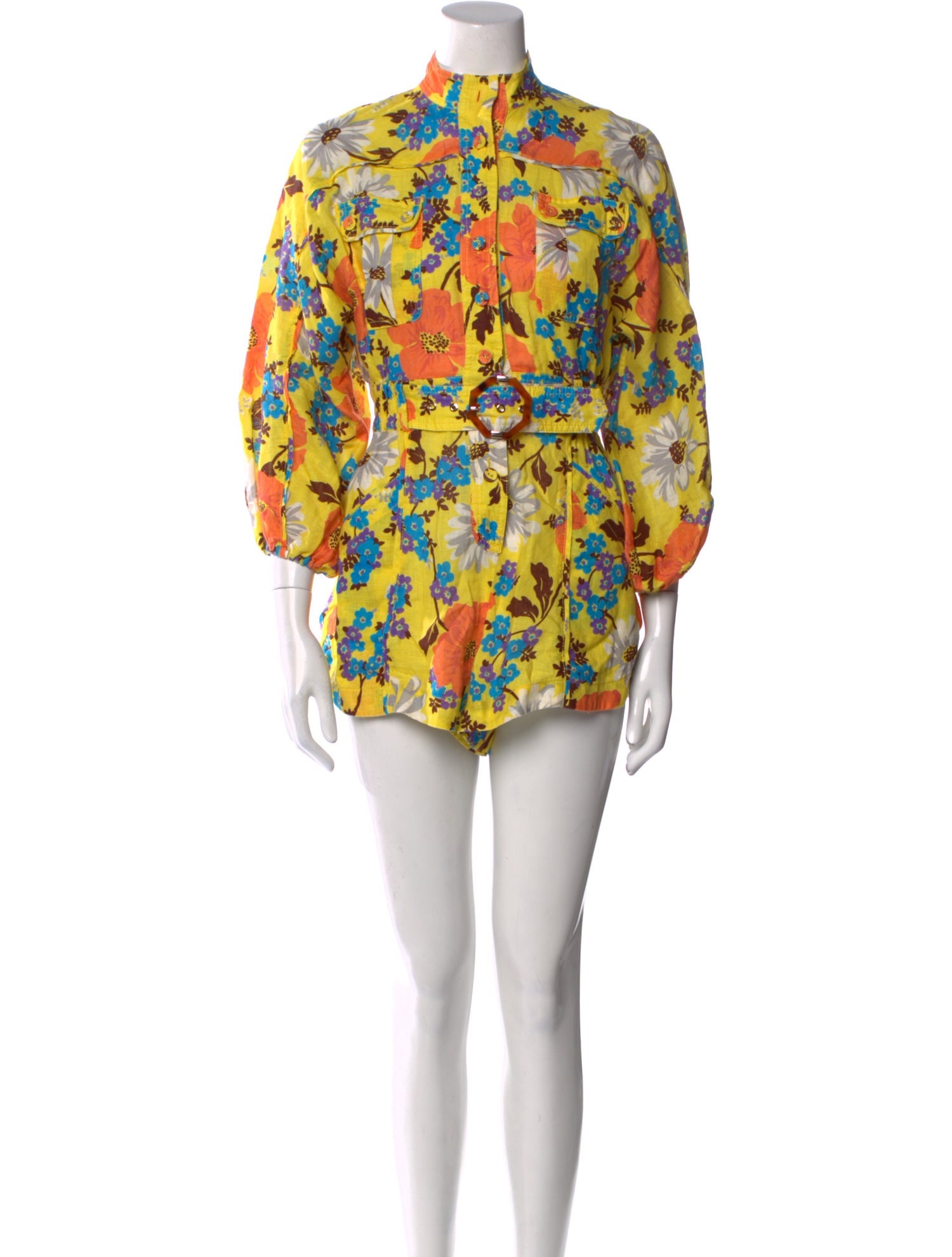 Zimmermann Linen Floral Print Romper