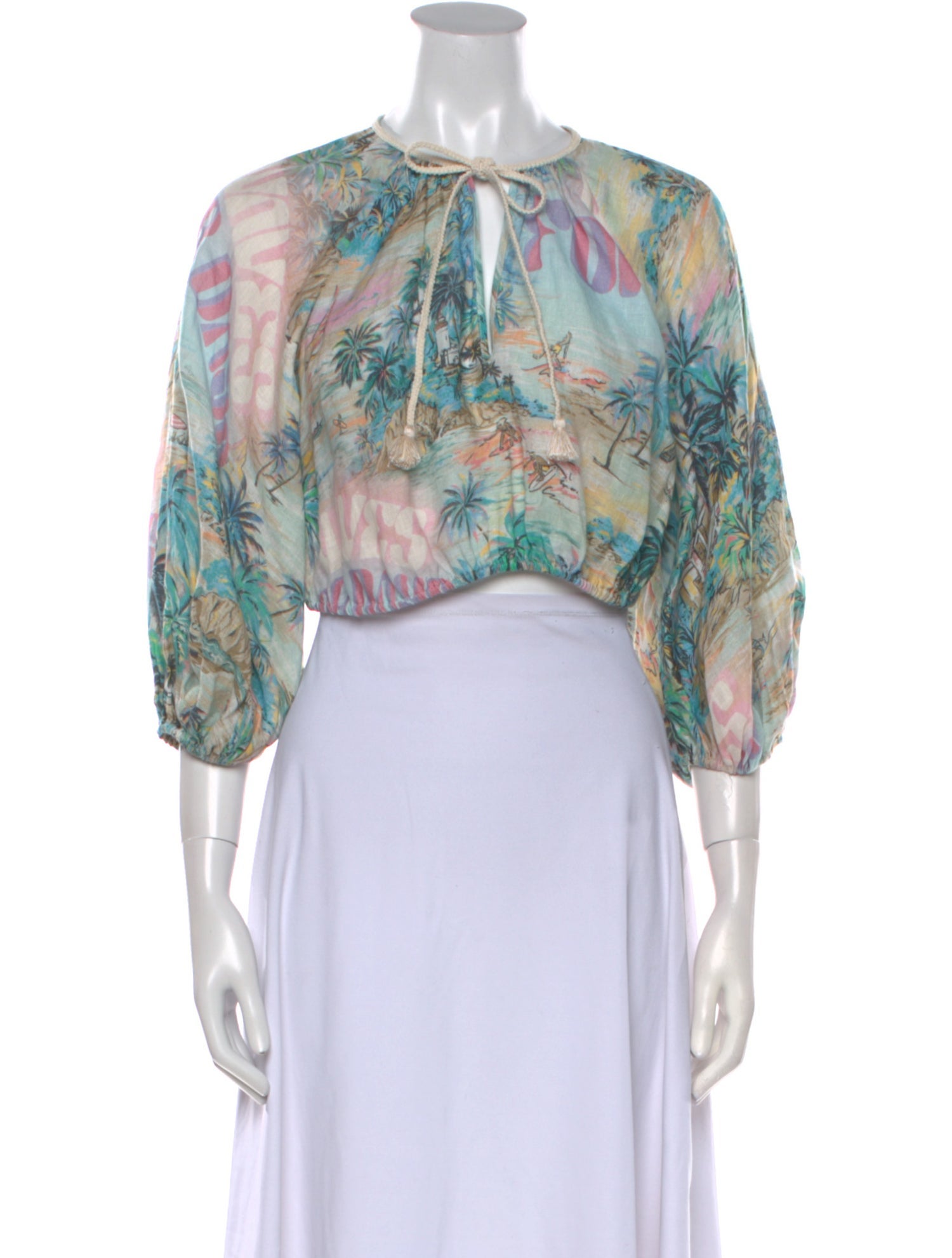 Zimmermann Linen Floral Print Crop Top w/ Tags