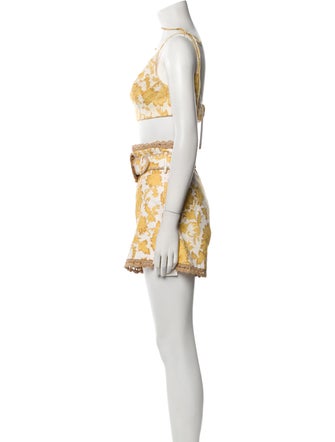 Zimmermann Floral Print Fringe Trim Accent Short Set