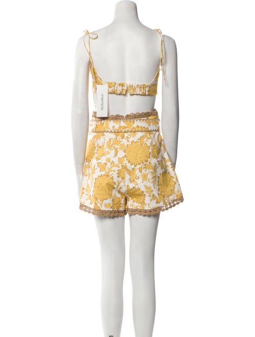 Zimmermann Floral Print Fringe Trim Accent Short Set
