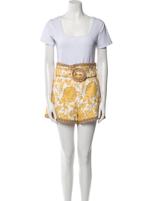 Zimmermann Floral Print Fringe Trim Accent Short Set