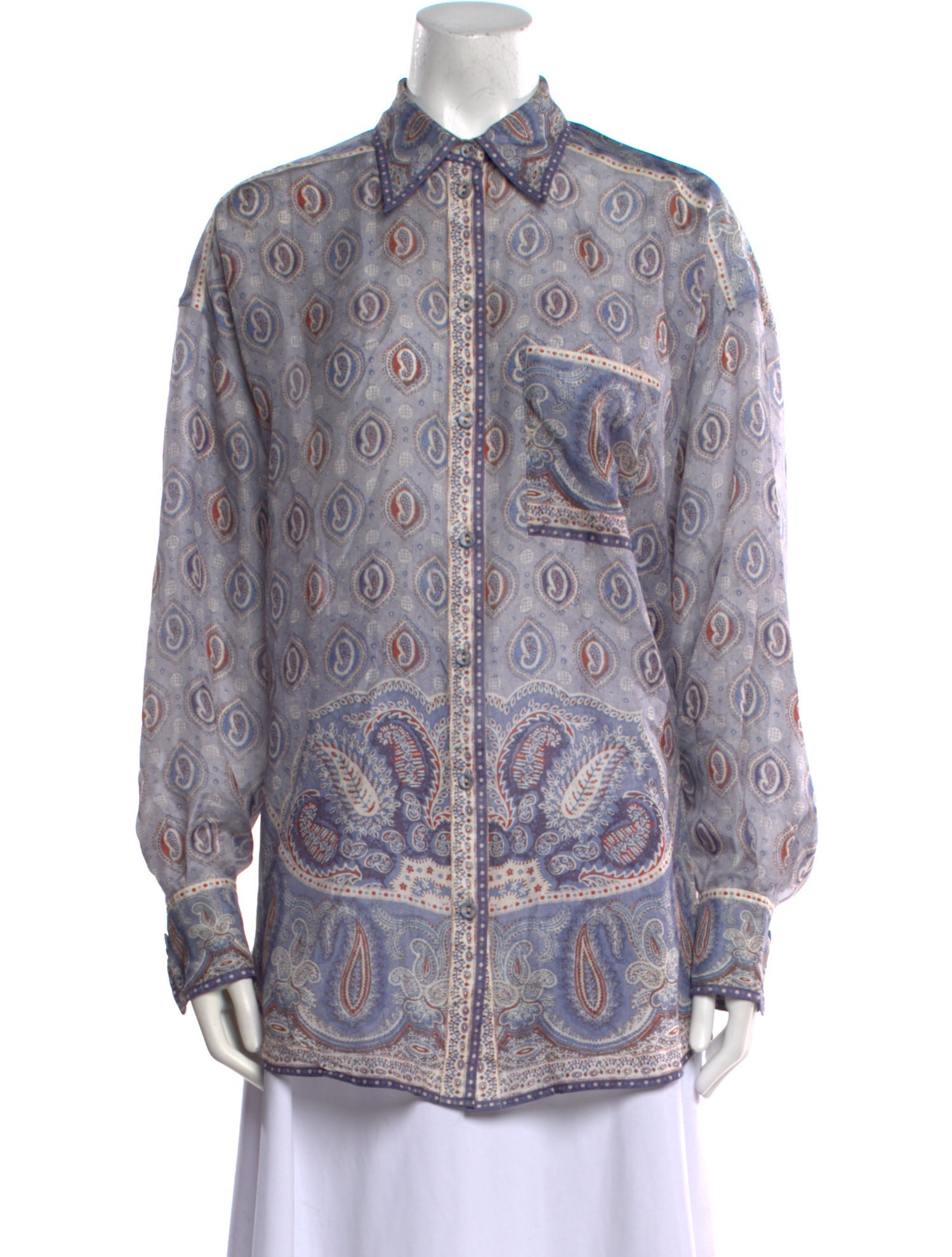 Zimmermann Silk Paisley Print Button-Up Top