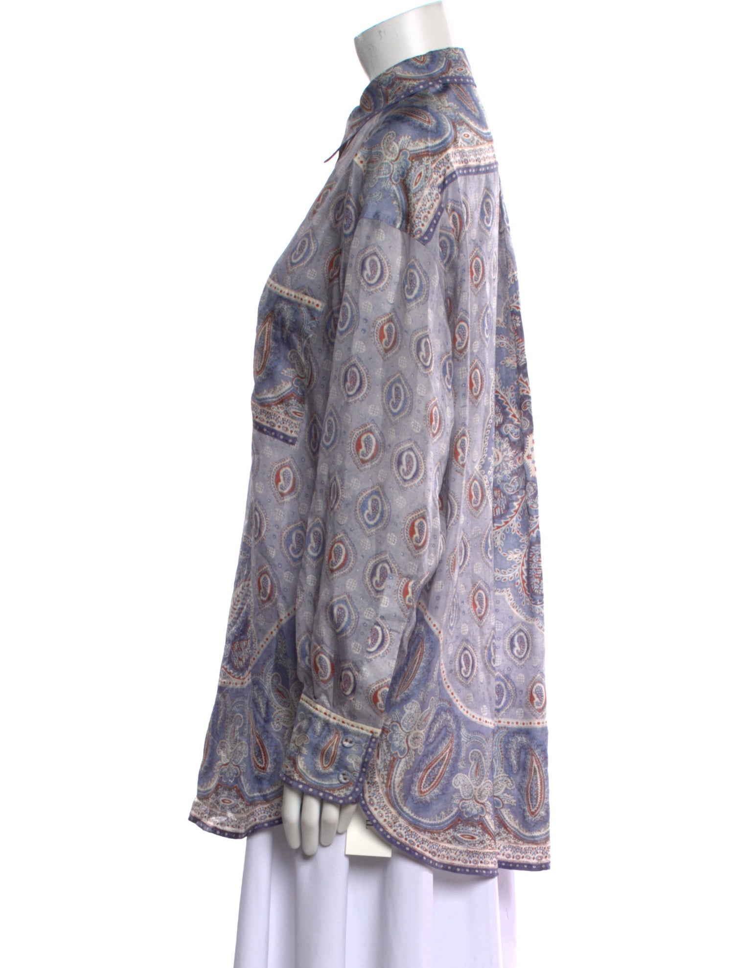Zimmermann Silk Paisley Print Button-Up Top