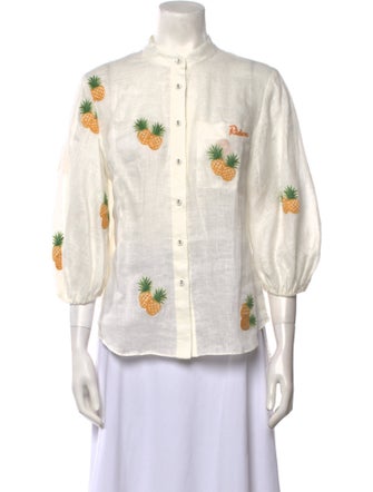 Zimmermann Linen Printed Button-Up Top