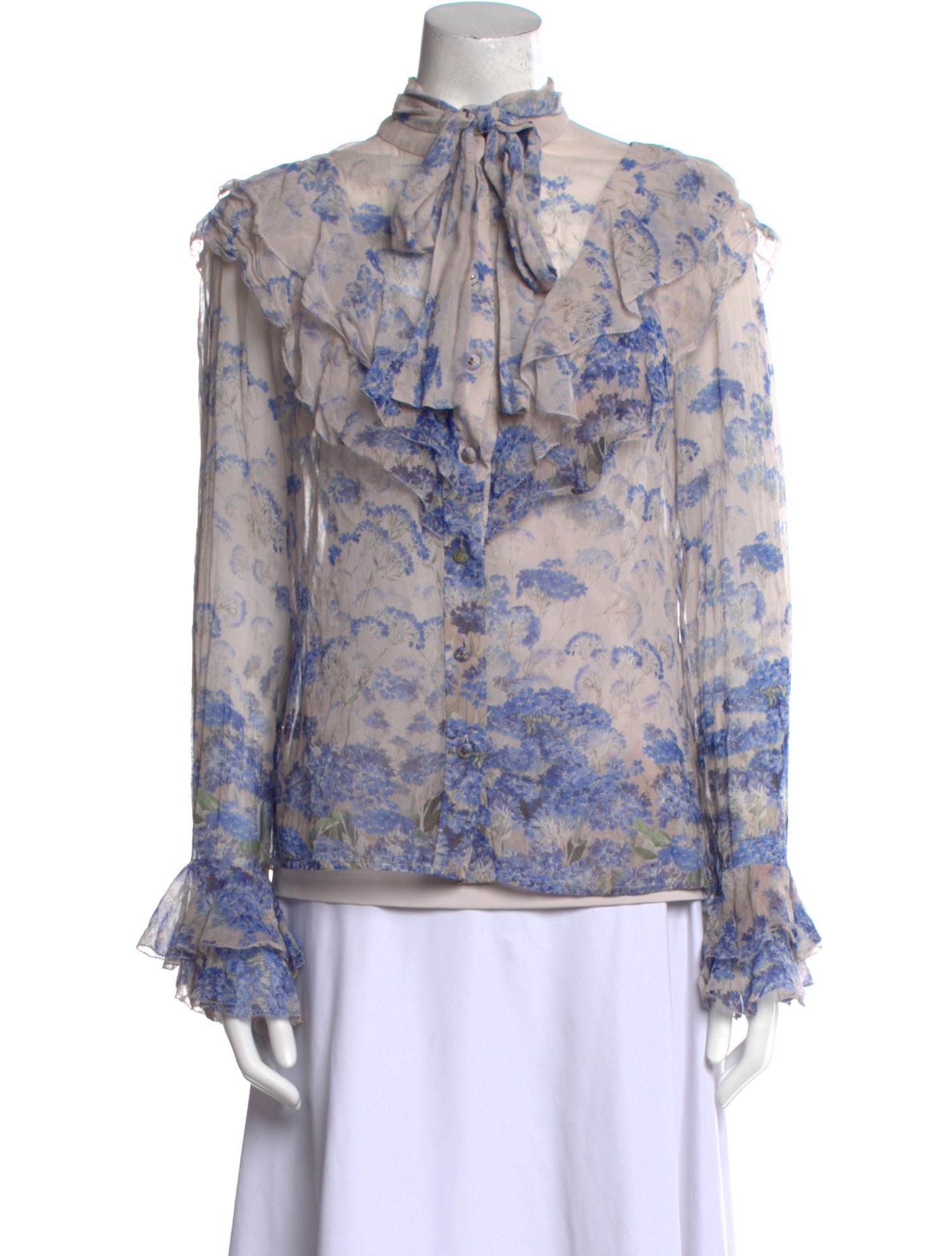 Zimmermann Floral Print Mock Neck Blouse