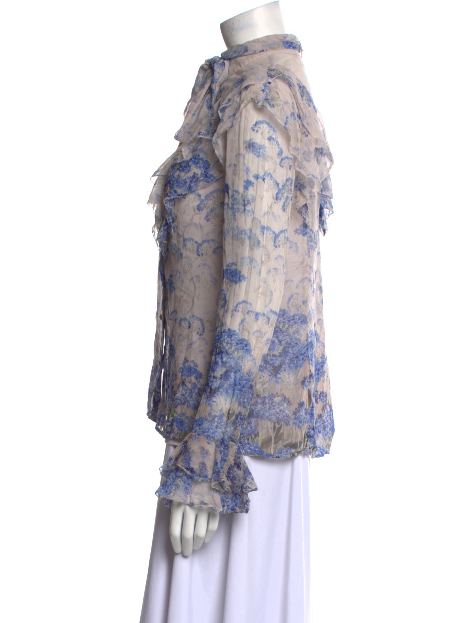 Zimmermann Floral Print Mock Neck Blouse