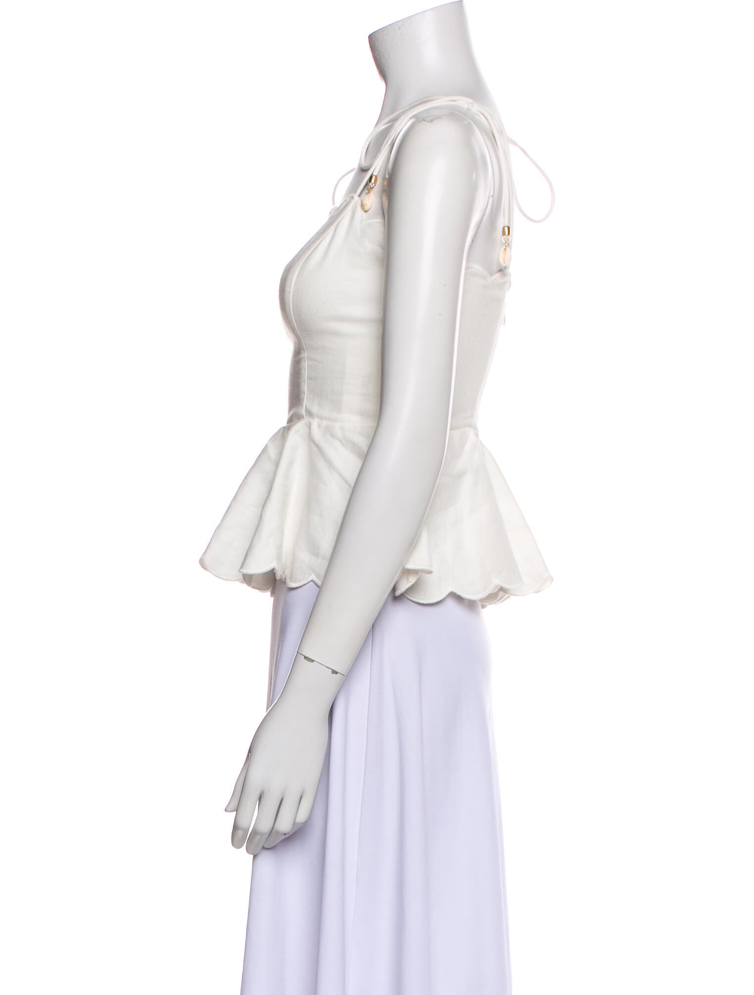 Zimmermann Linen Square Neckline Crop Top