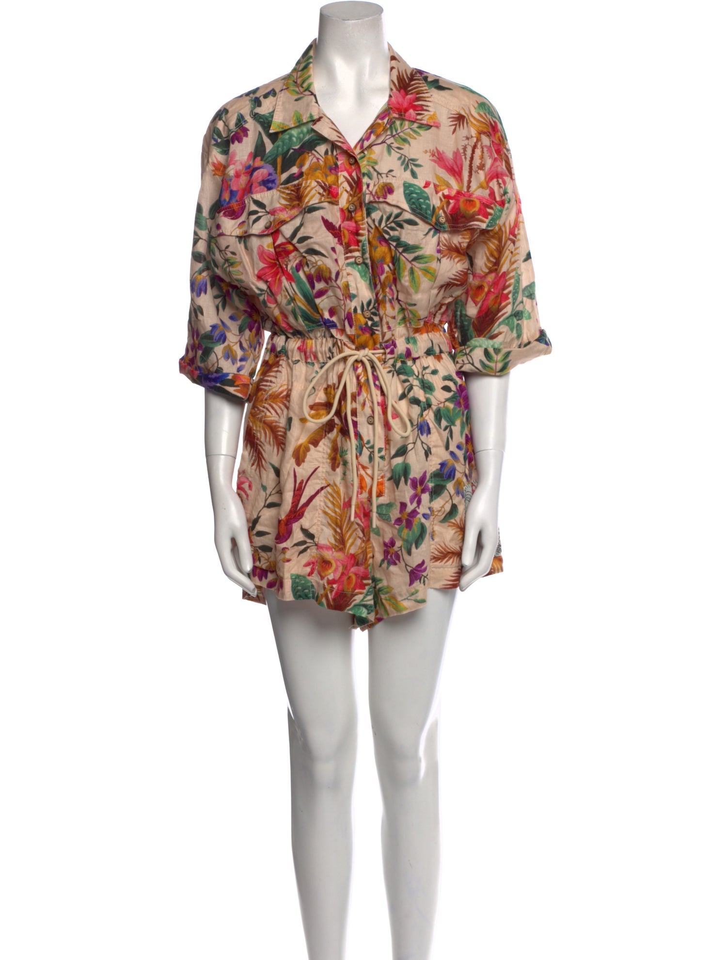 Zimmermann Linen Floral Print Romper