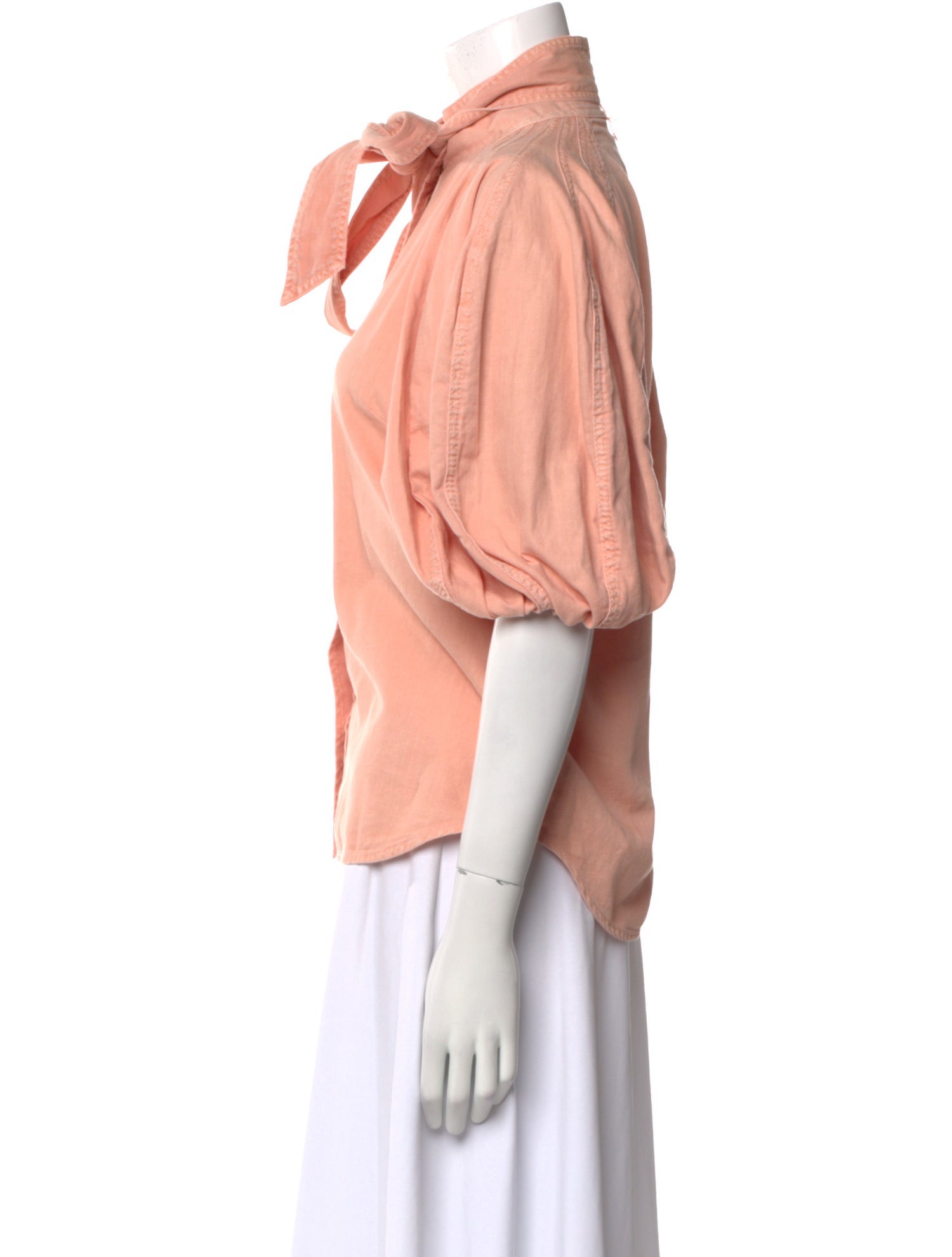 Zimmermann Mock Neck Short Sleeve Button-Up Top