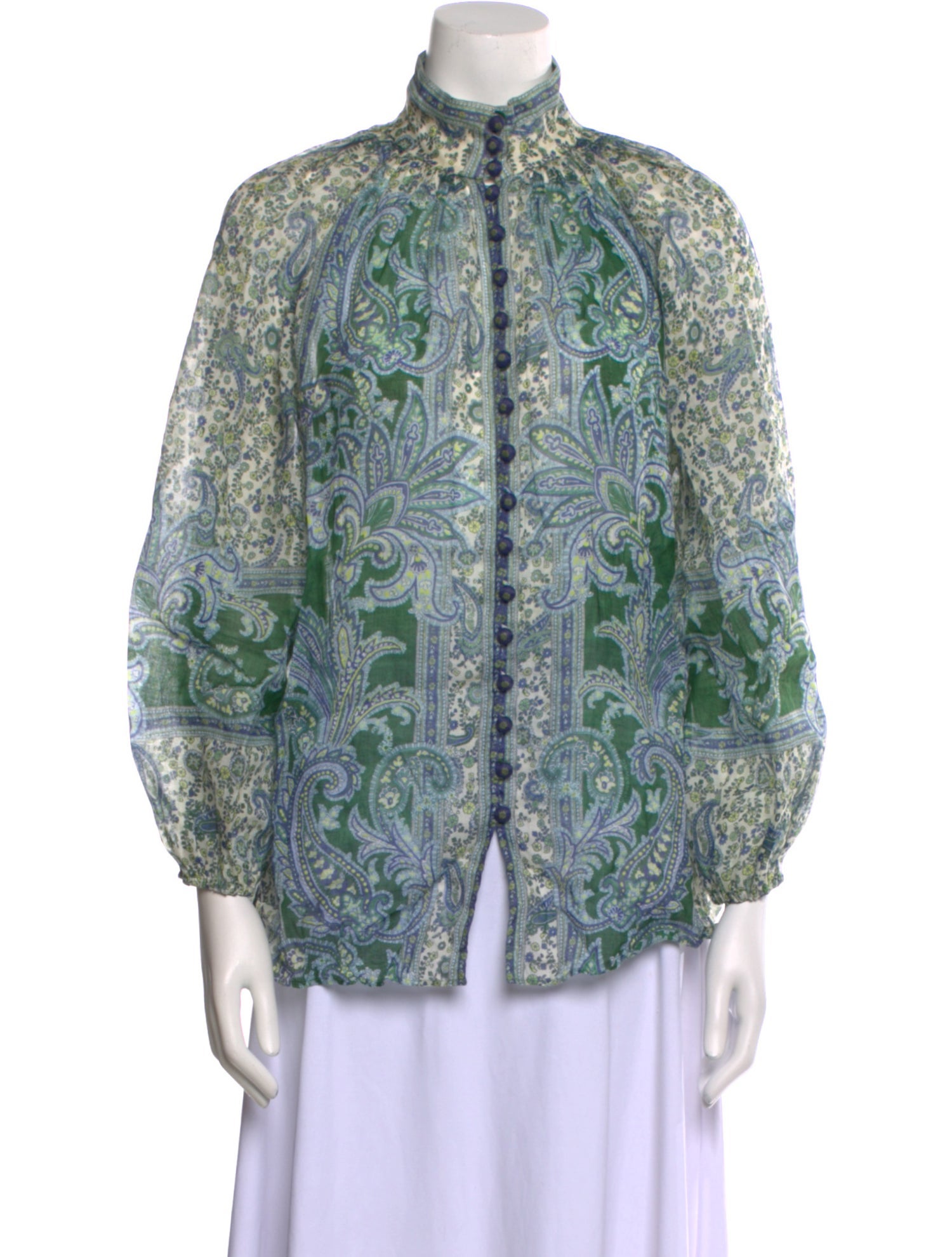 Zimmermann Paisley Print Mock Neck Blouse