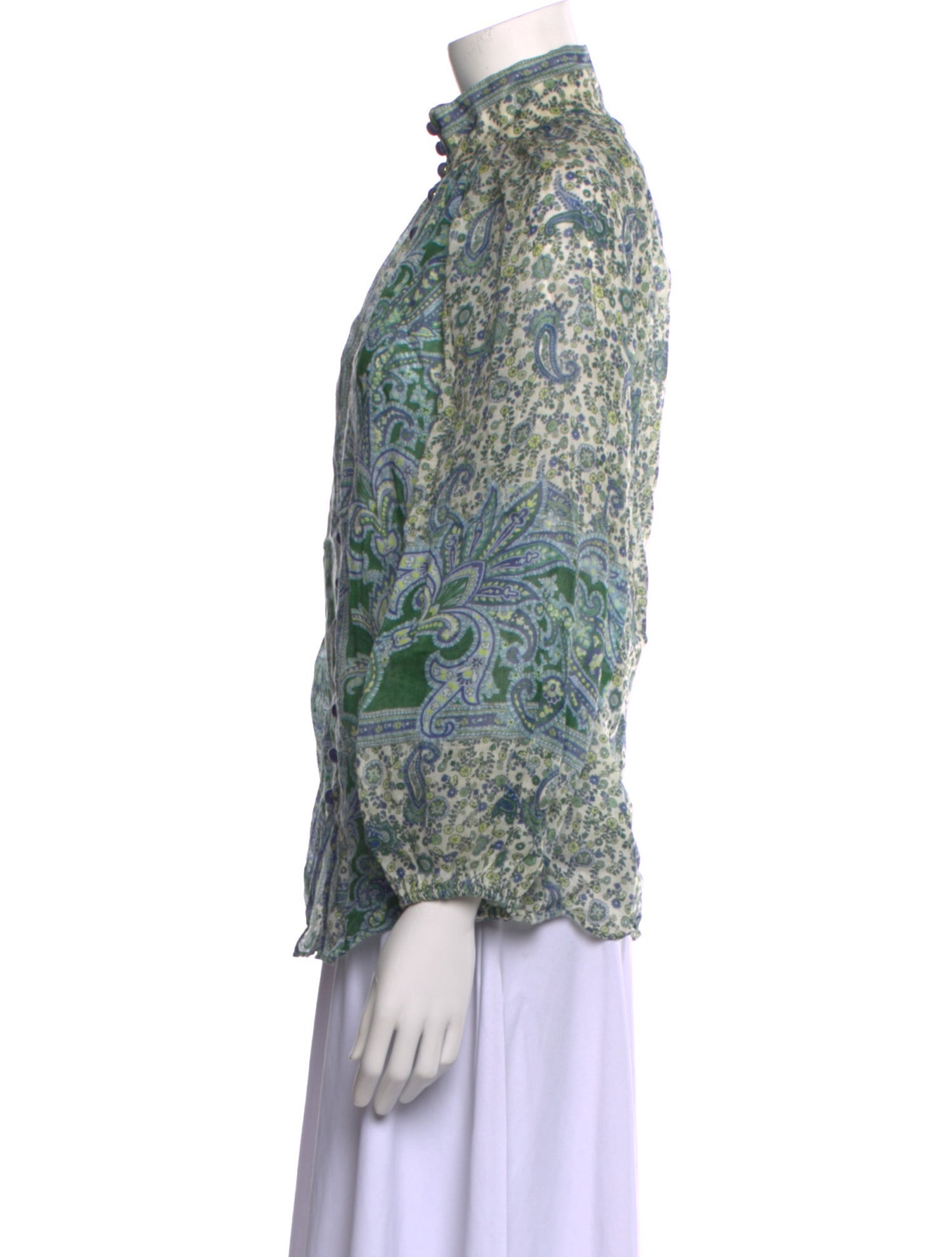 Zimmermann Paisley Print Mock Neck Blouse