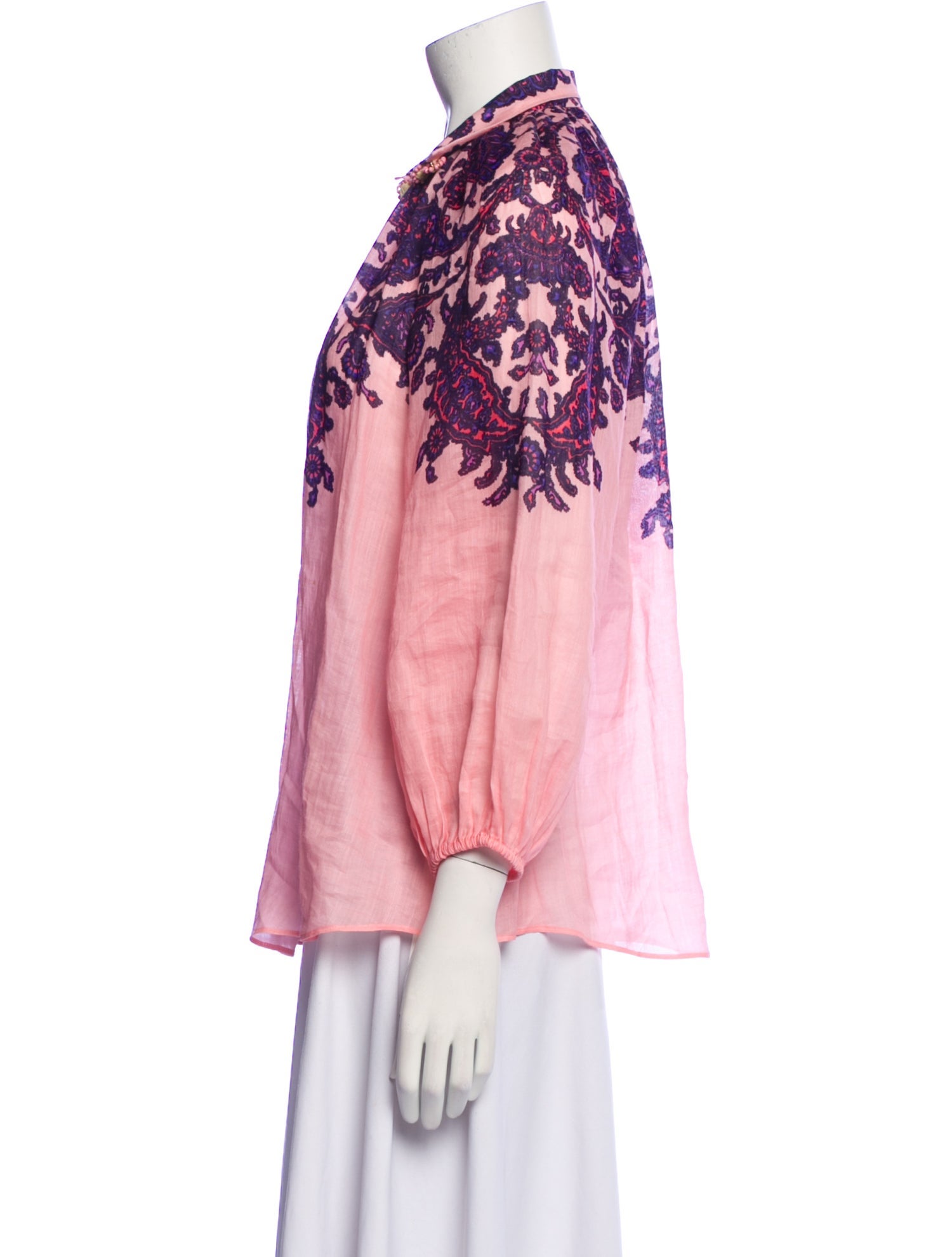 Zimmermann Printed Long Sleeve Button-Up Top