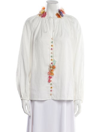 Zimmermann Angora Mock Neck Button-Up Top