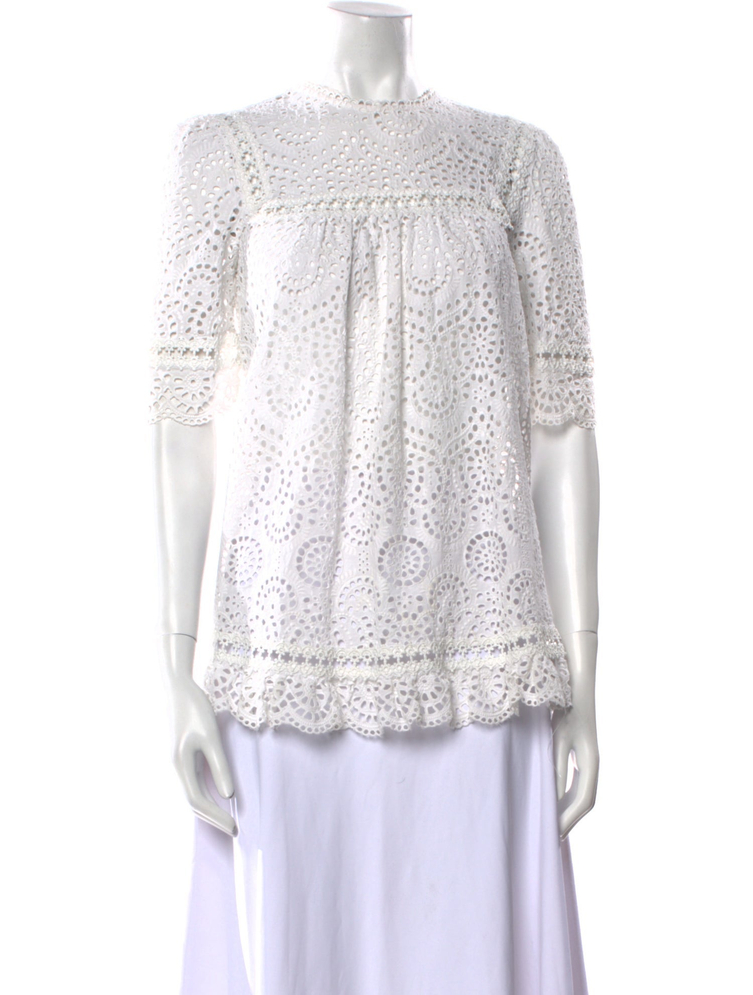 Zimmermann Crew Neck Three-Quarter Sleeve Blouse