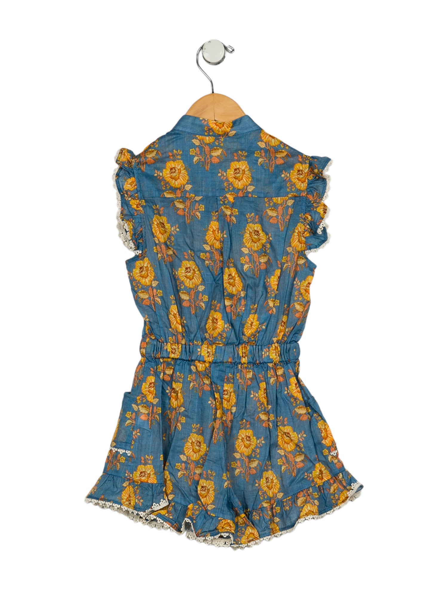 Zimmermann Girls' Blue Floral Print Romper