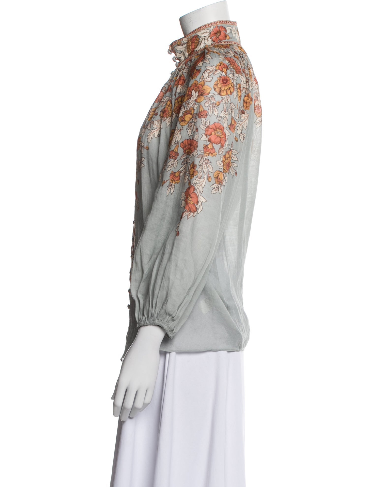 Zimmermann Printed Mock Neck Blouse