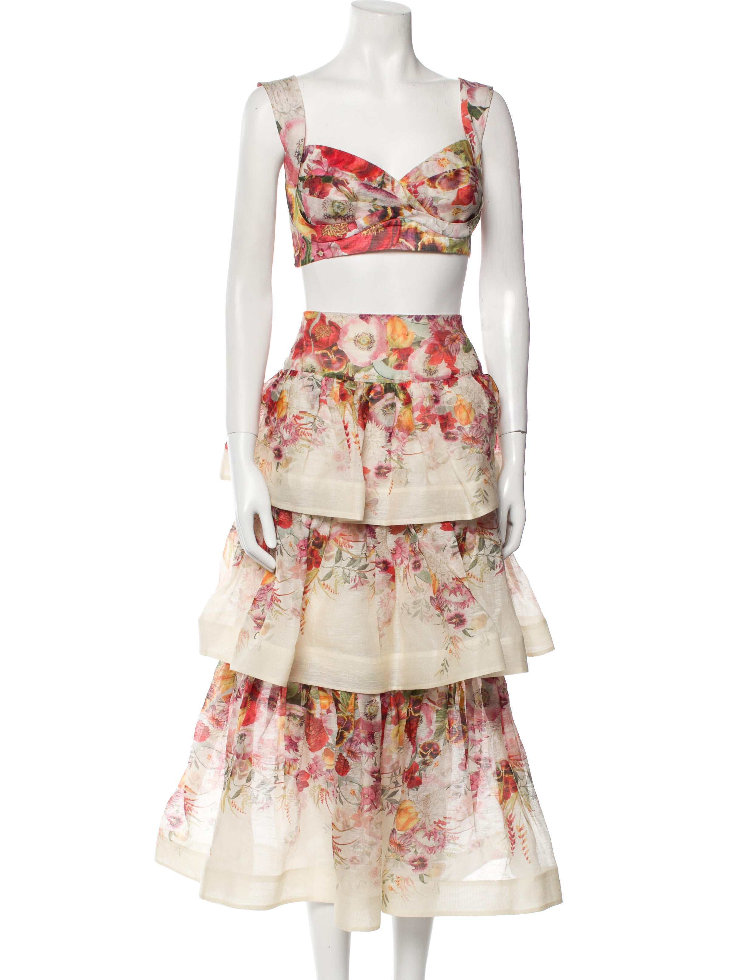 Zimmermann Linen Floral Print Skirt Set