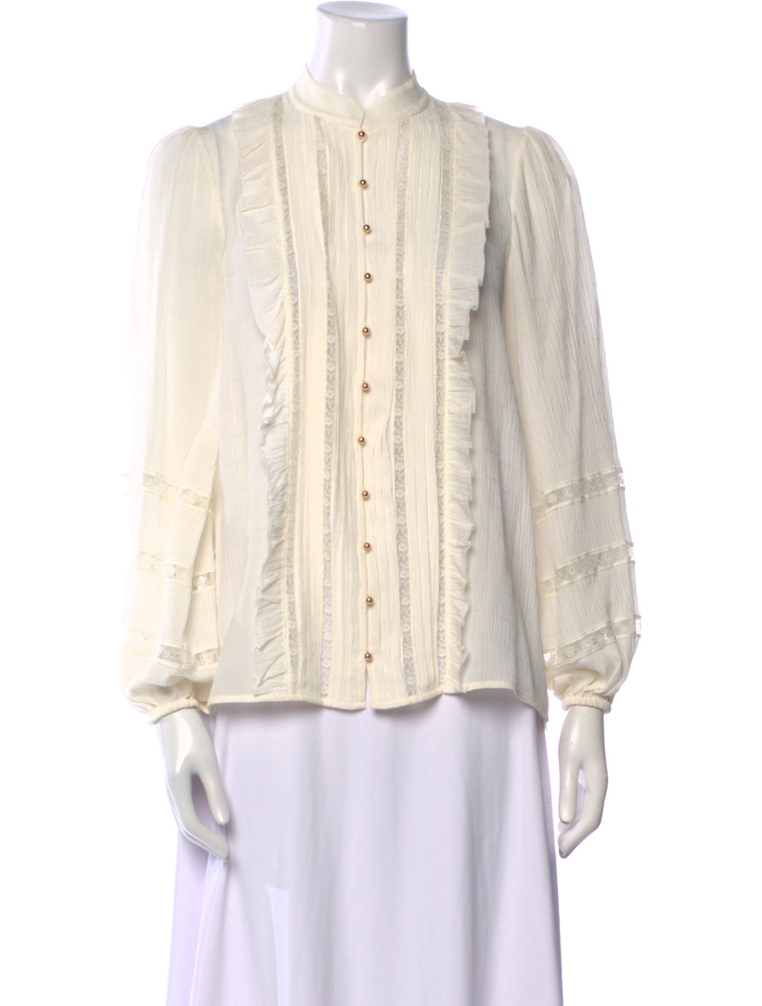Zimmermann Silk Mock Neck Button-Up Top