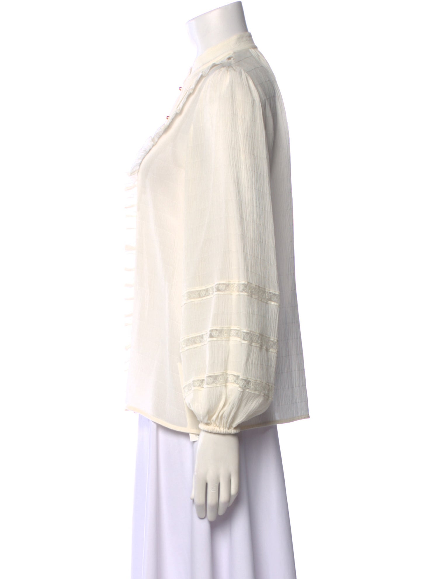 Zimmermann Silk Mock Neck Button-Up Top