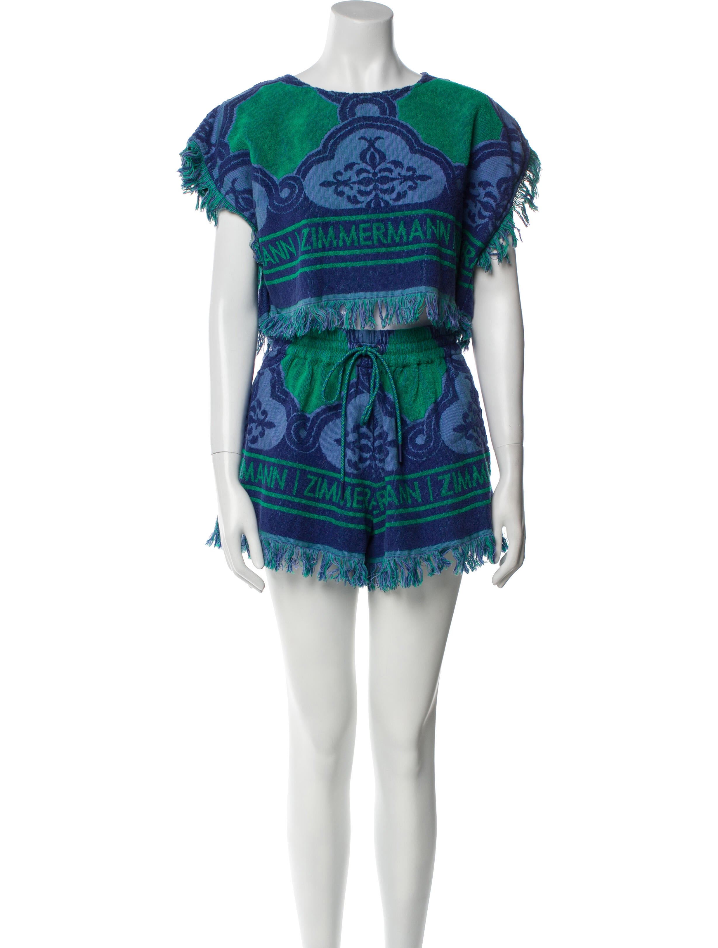 Zimmermann Printed Fringe Trim Accent Short Set