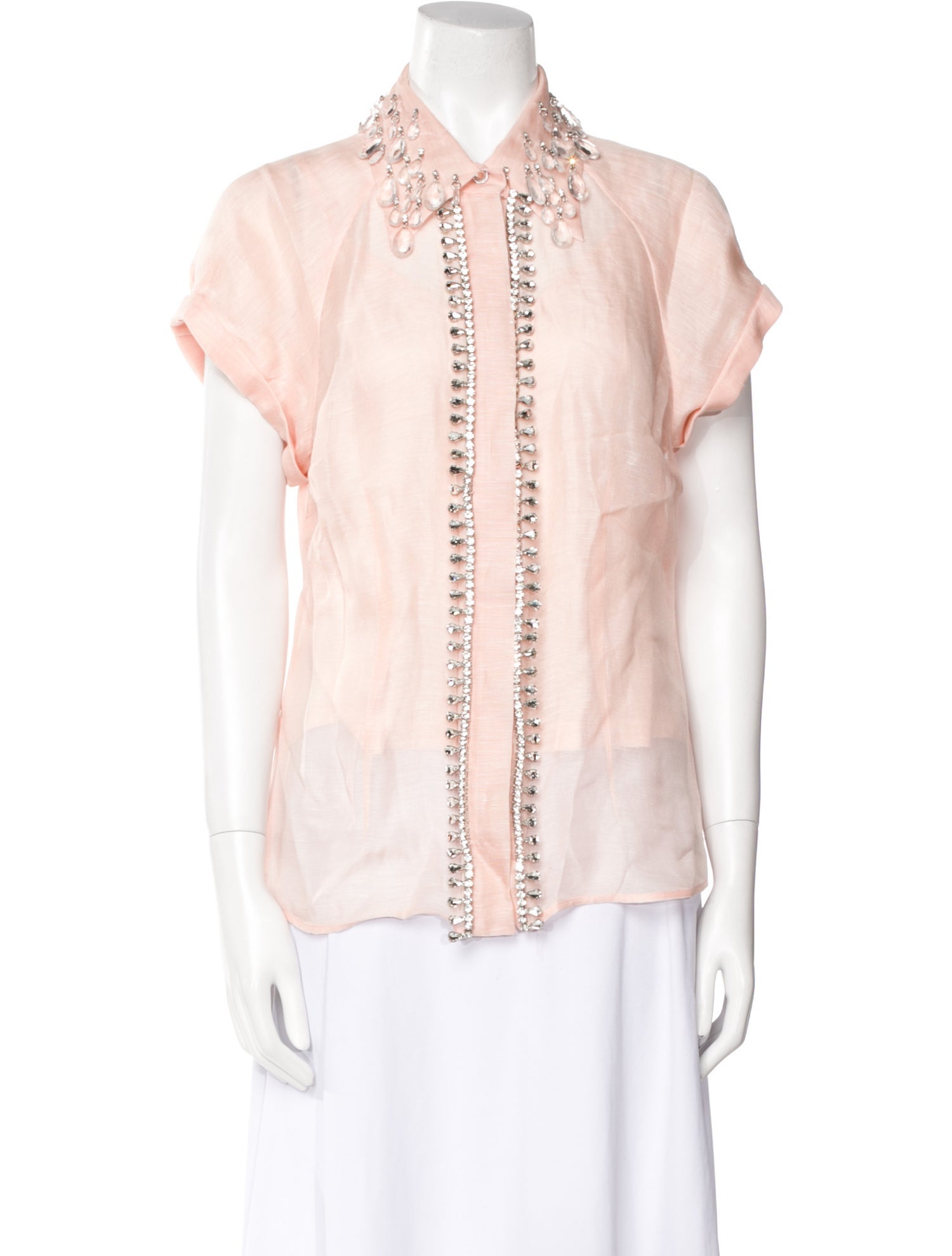 Zimmermann Linen Short Sleeve Button-Up Top