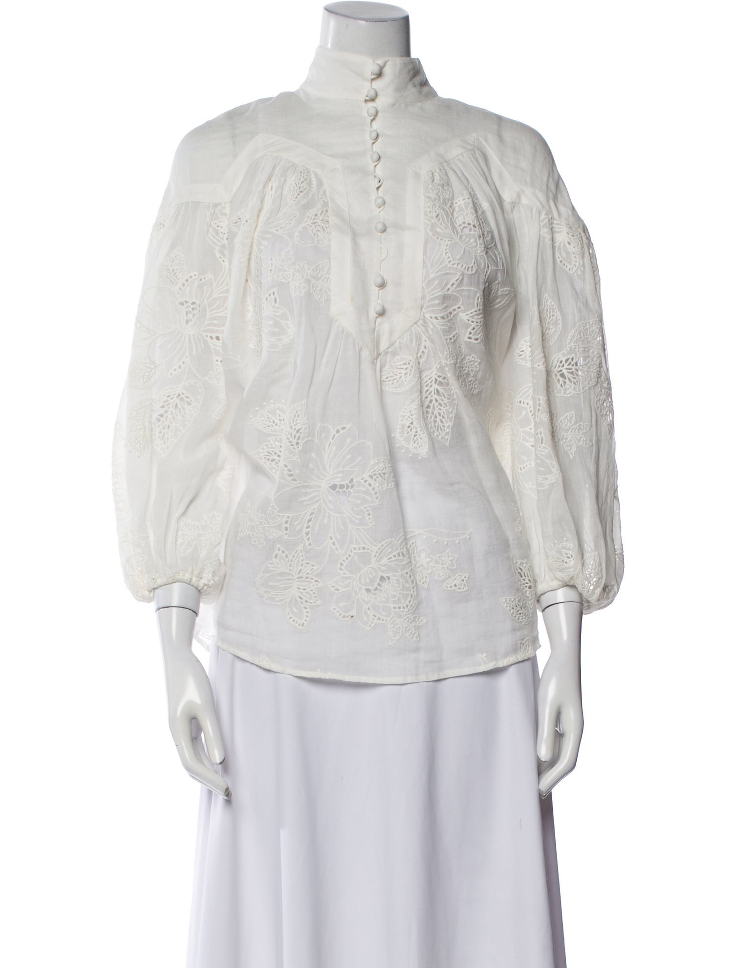 Zimmermann Mock Neck Three-Quarter Sleeve Blouse