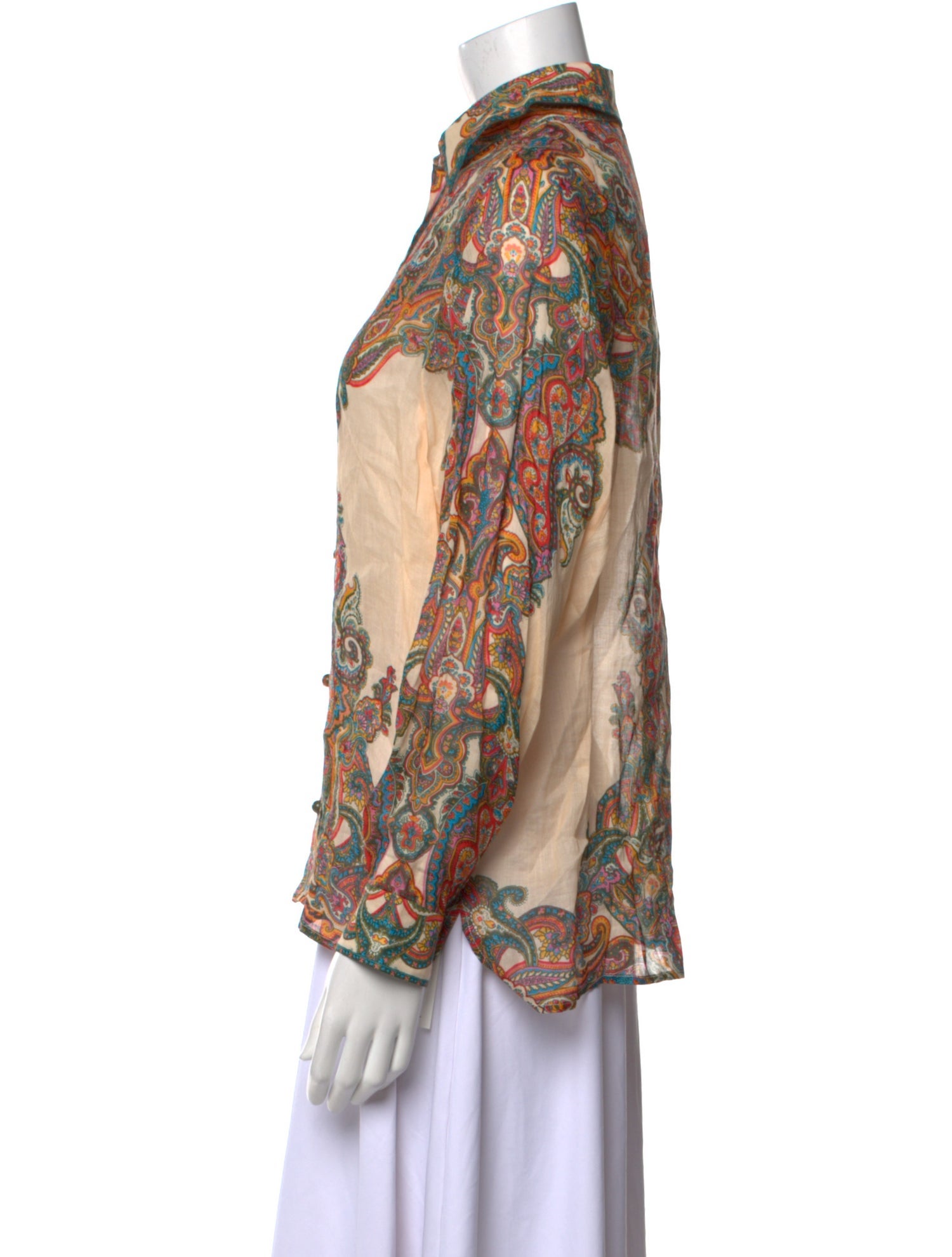 Zimmermann Printed Long Sleeve Button-Up Top
