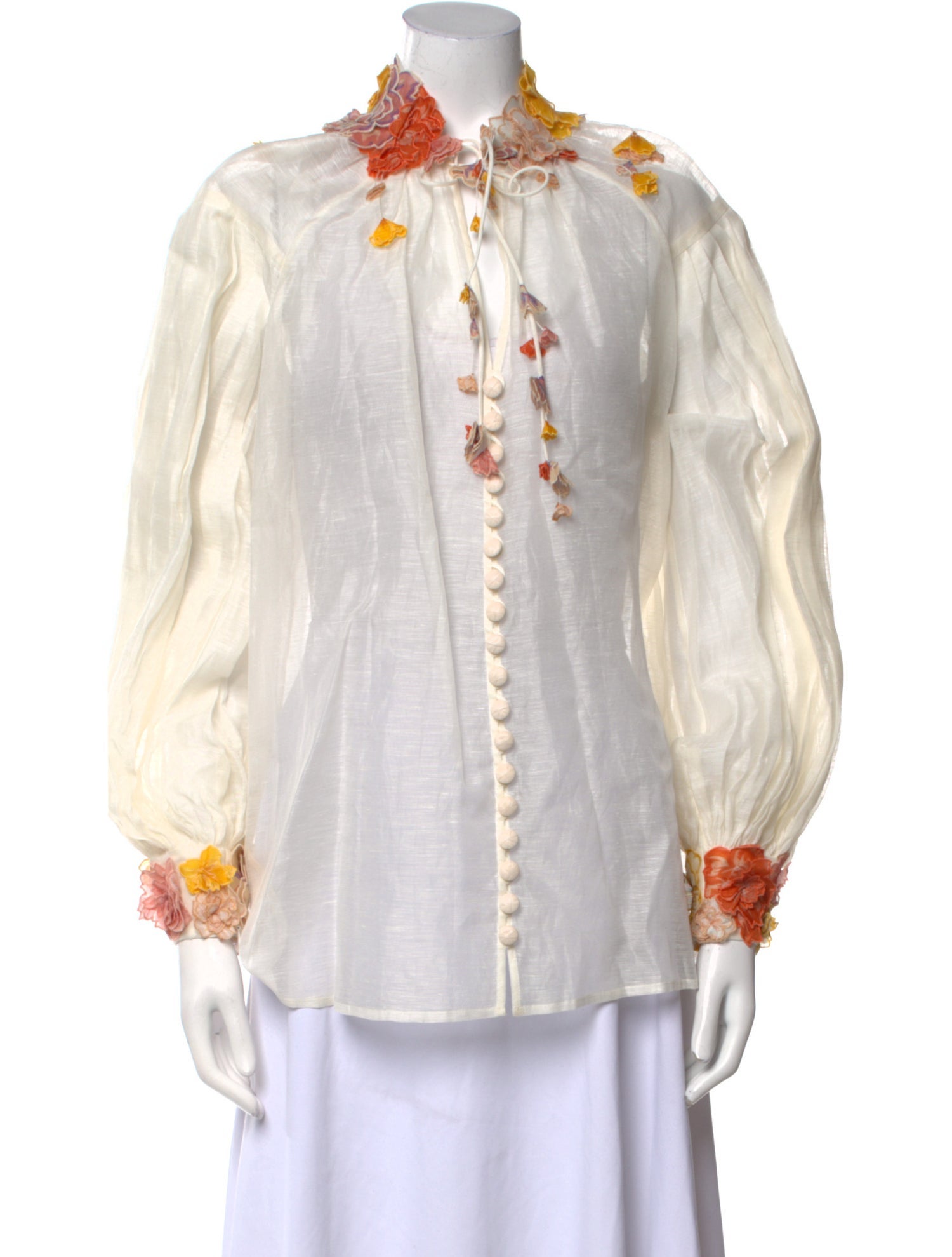 Zimmermann Linen Graphic Print Button-Up Top