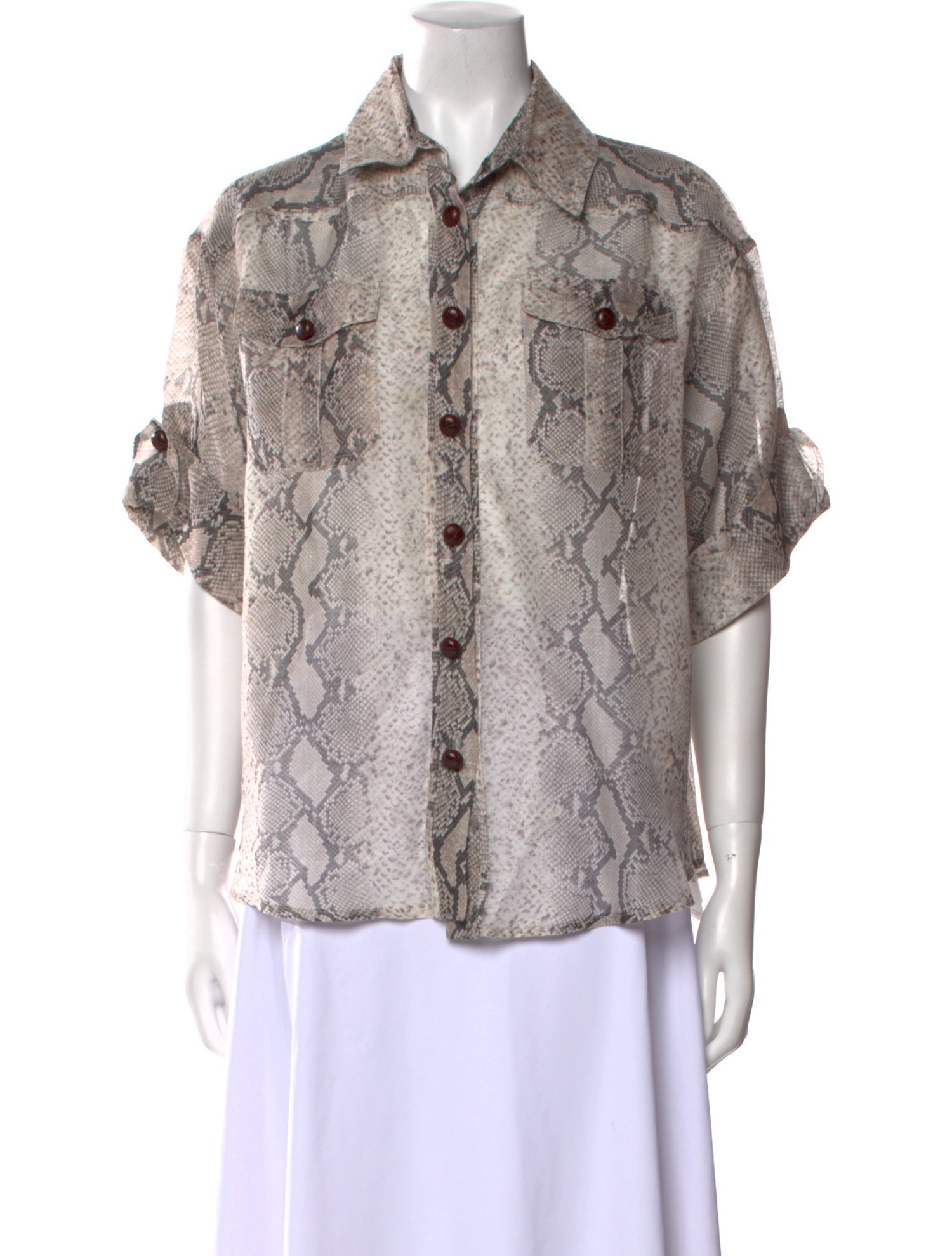 Zimmermann Linen Animal Print Button-Up Top
